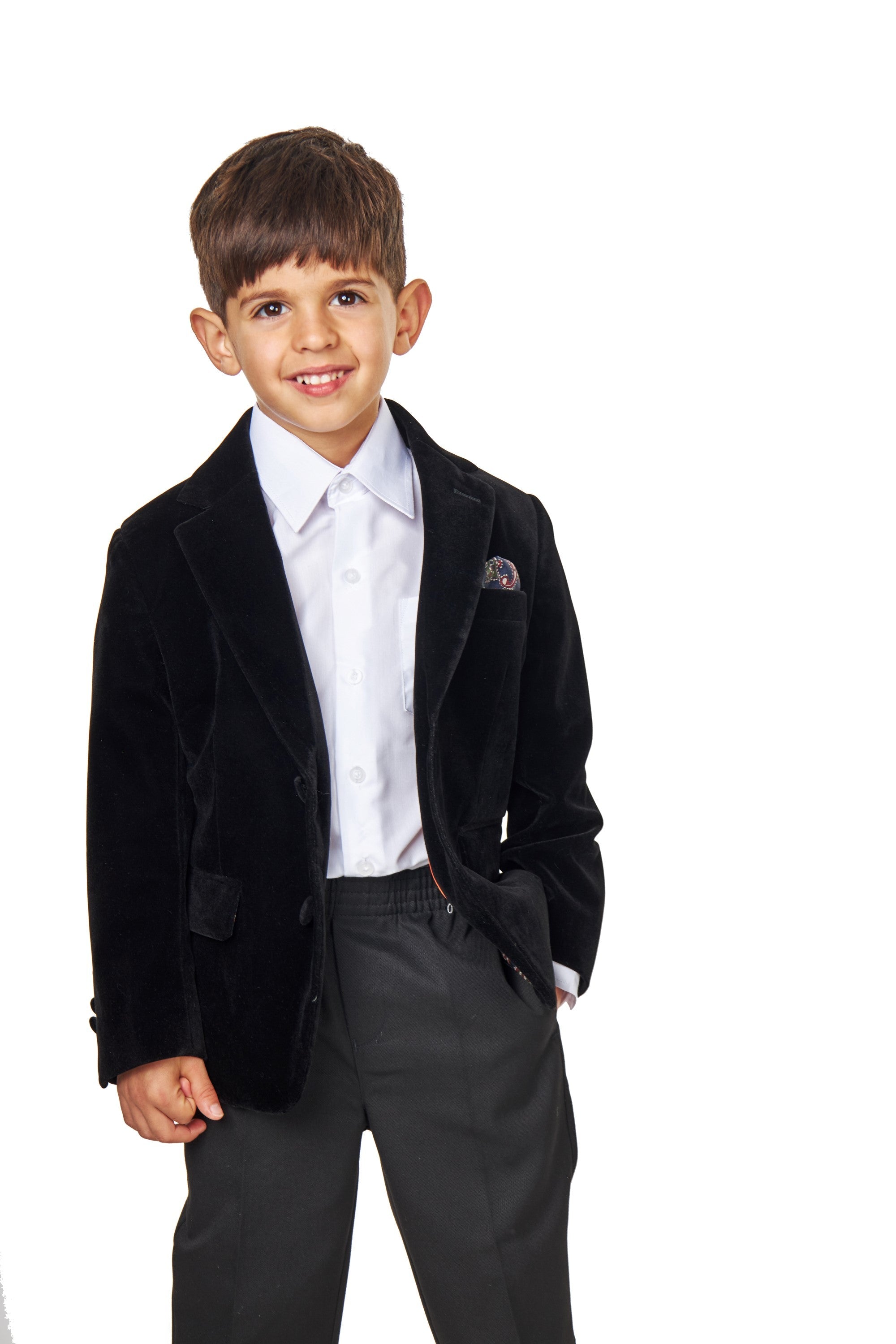 GARY - KIDS BLACK VELVET BLAZER