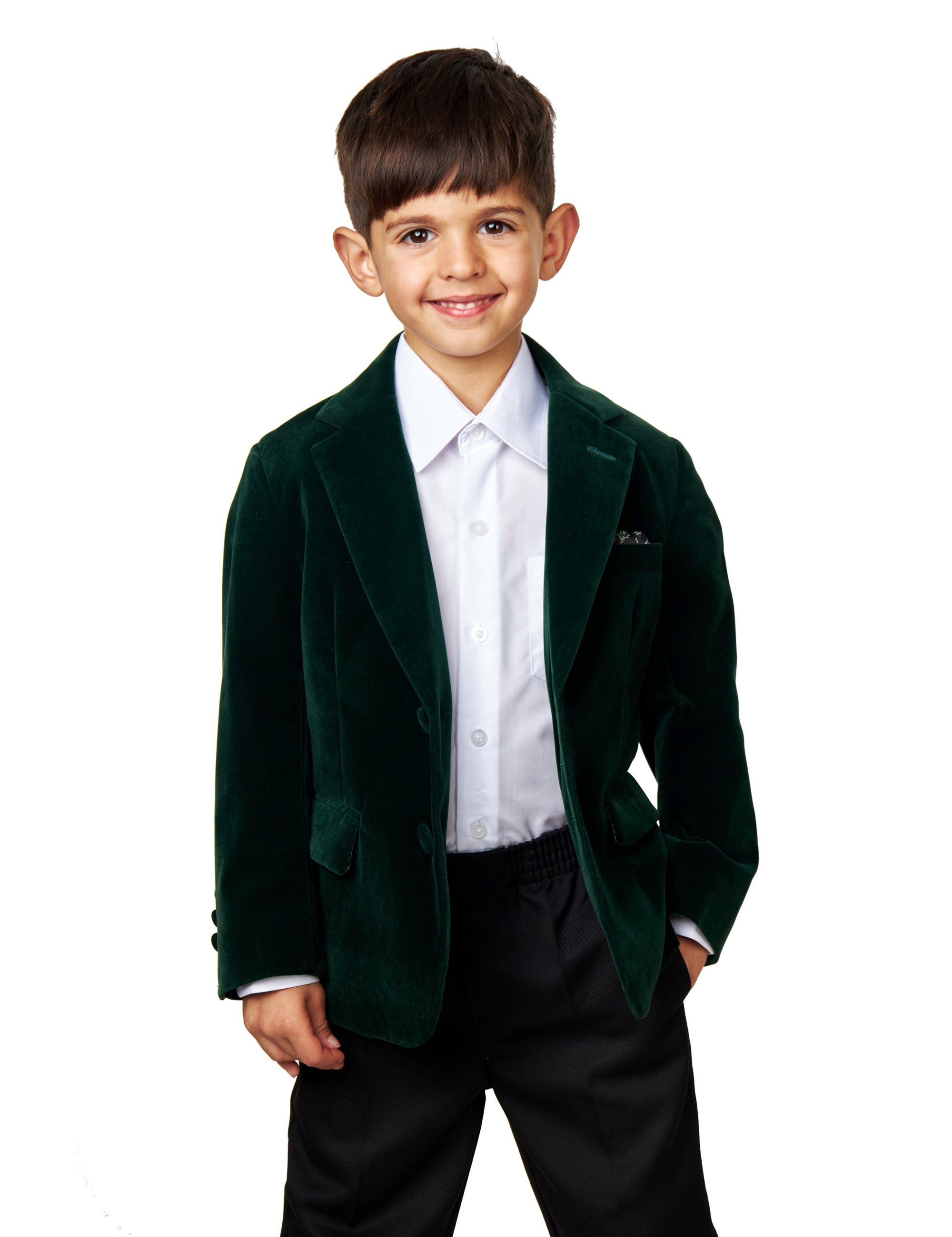 GARY - BOYS JACKET KIDS GREEN VELVET BLAZER