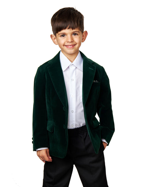 GARY - BOYS JACKET KIDS GREEN VELVET BLAZER