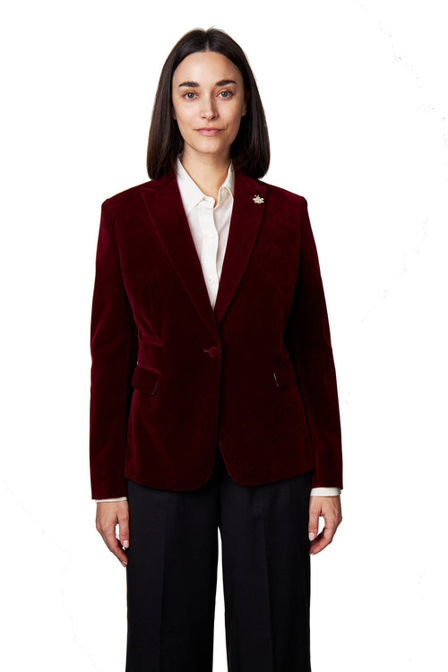 STELLA - LADIES MAROON VELVET BLAZER