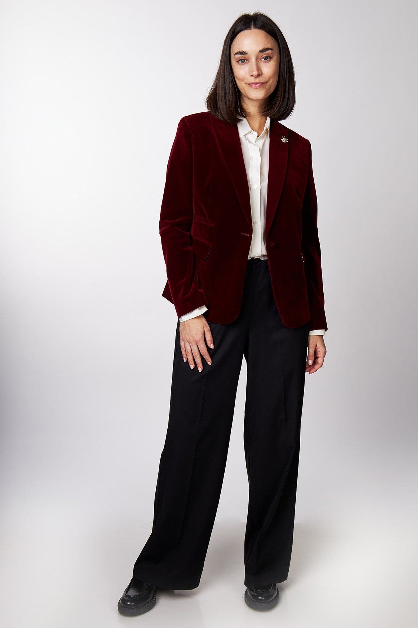 STELLA - LADIES MAROON VELVET BLAZER