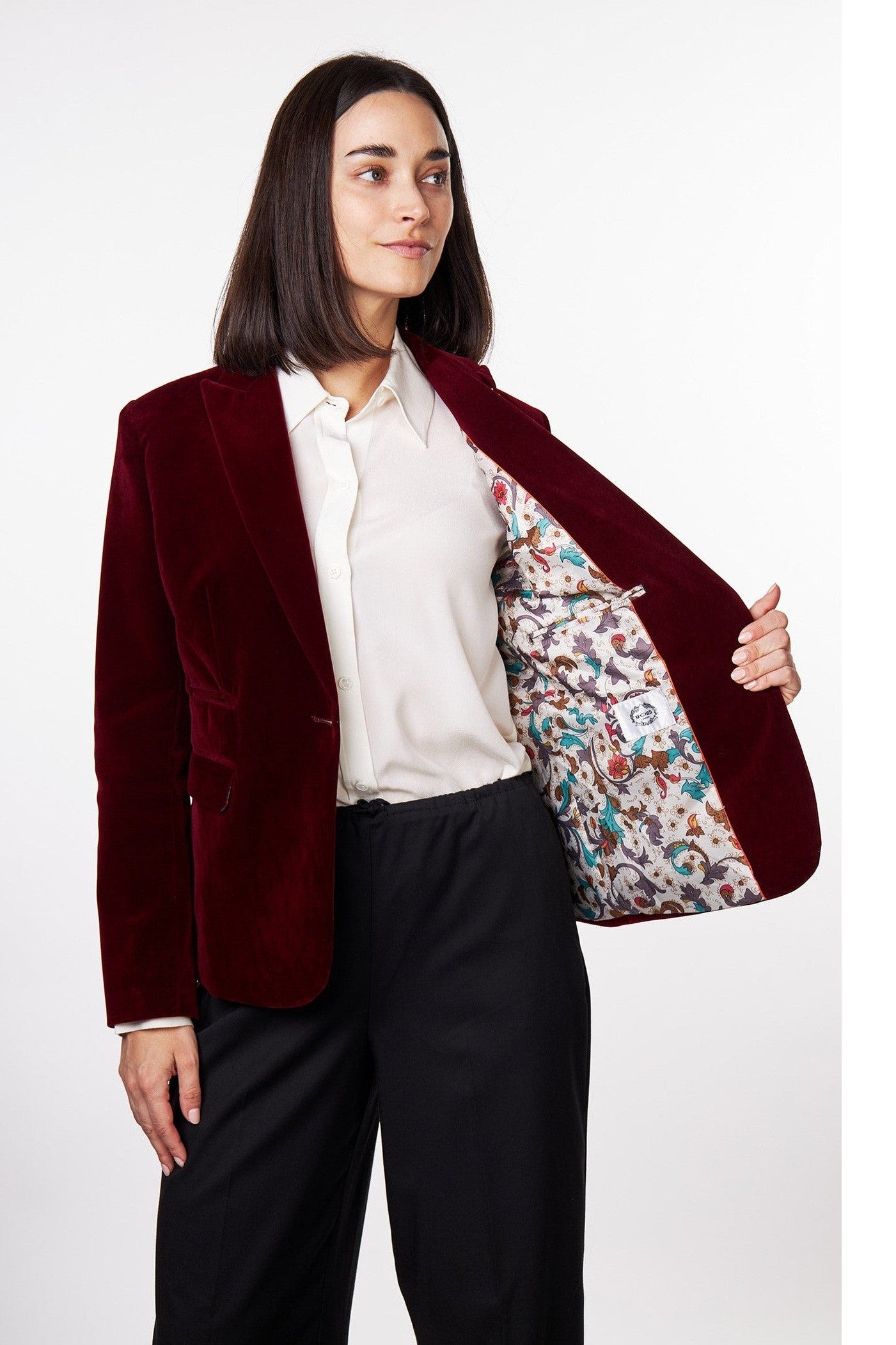 STELLA - LADIES MAROON VELVET BLAZER