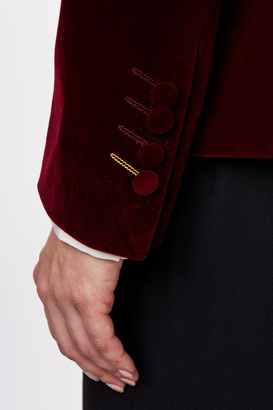 STELLA - LADIES MAROON VELVET BLAZER