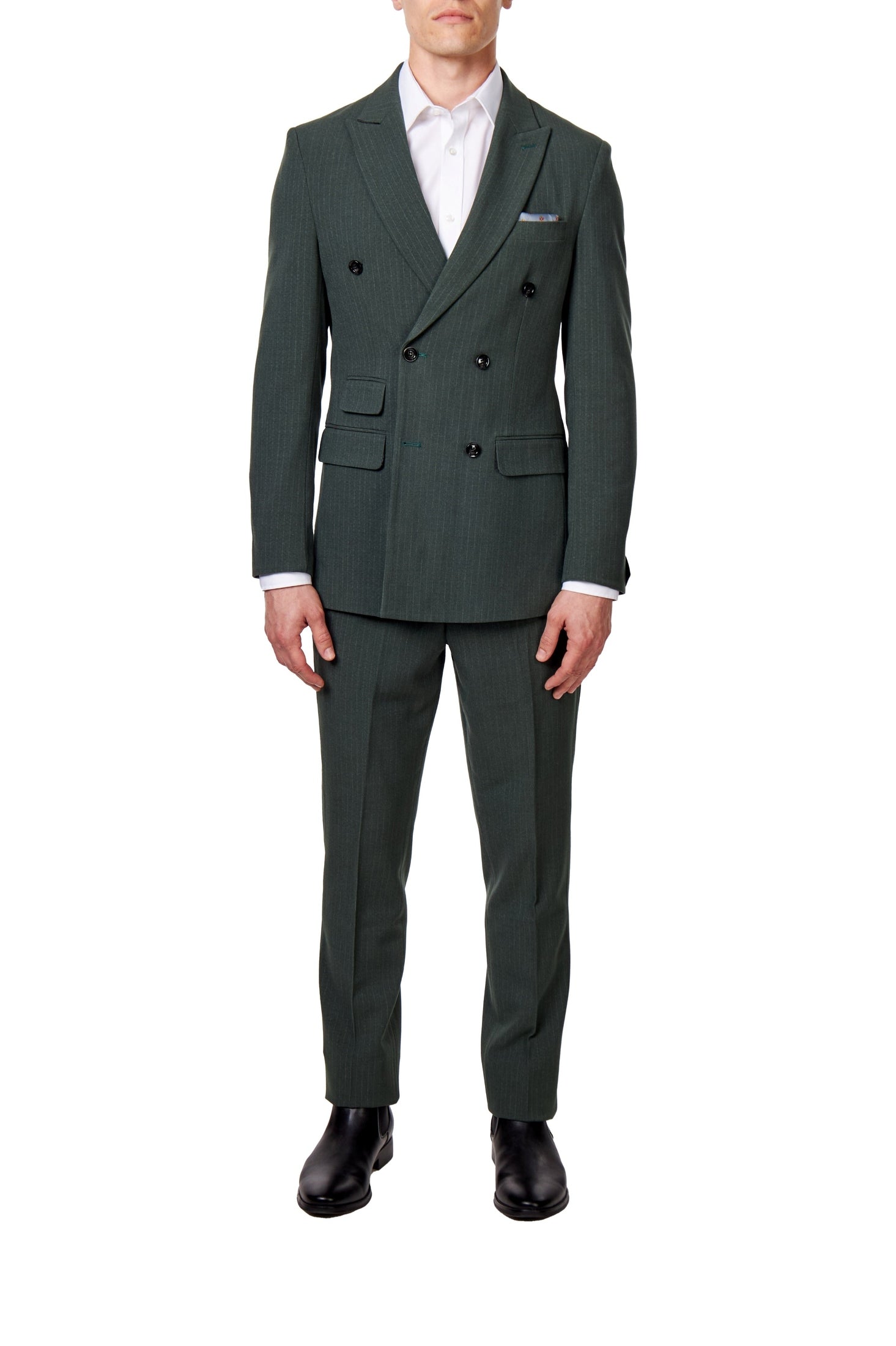 WILLIAM – GREEN DOUBLE BREASTED PINSTRIPE JACKET