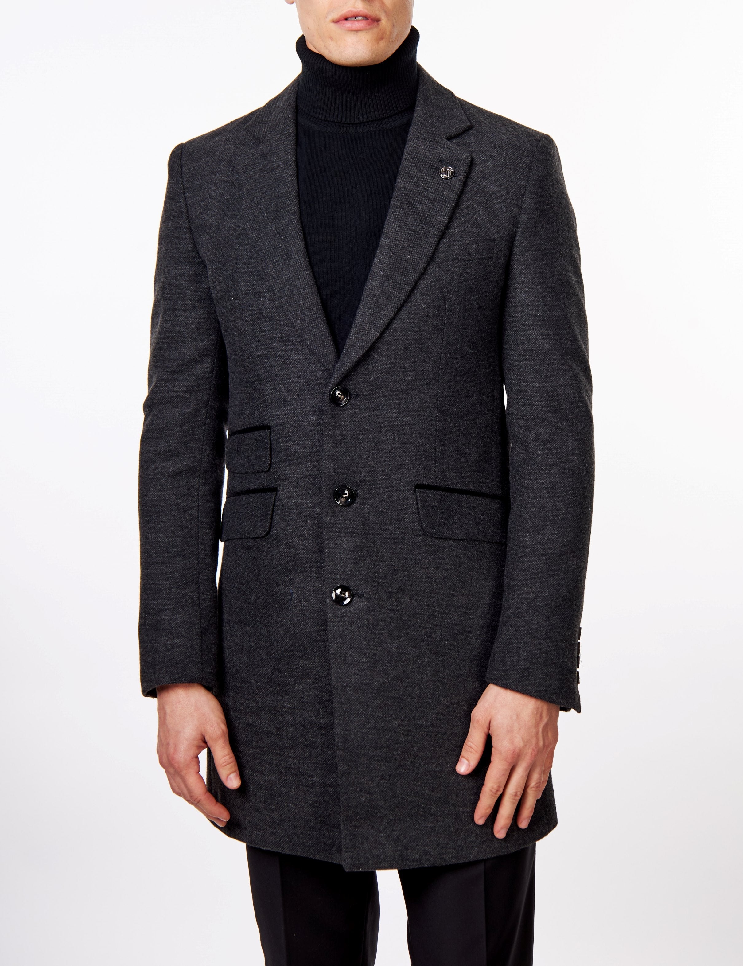 NESTOR – GREY TWEED WOOL BLEND OVERCOAT