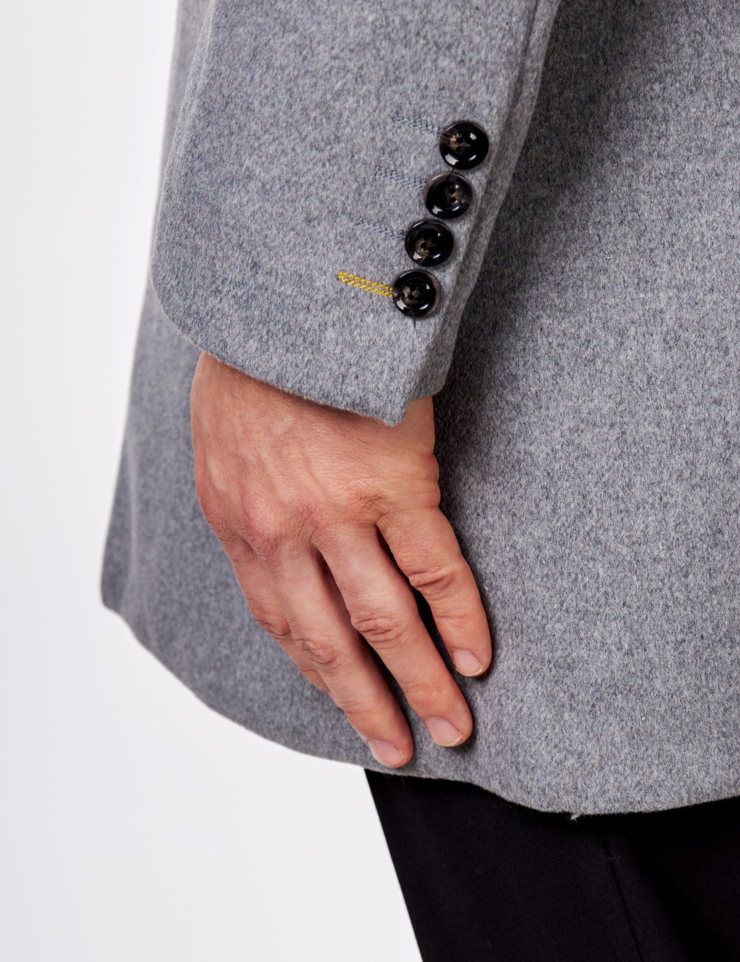 NATE - GREY LONG WOOL BLEND OVERCOAT