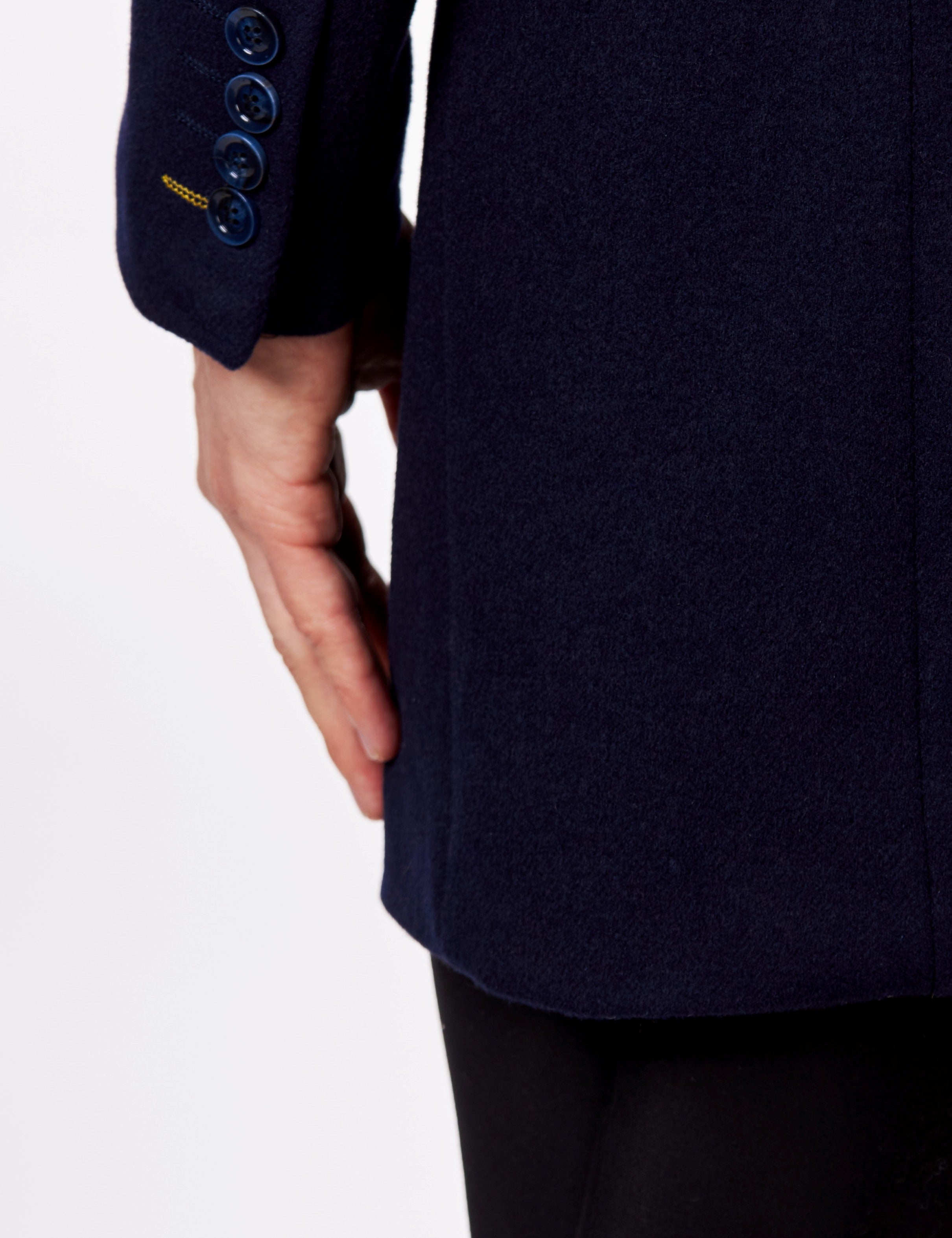 NATE - NAVY LONG WOOL BLEND OVERCOAT