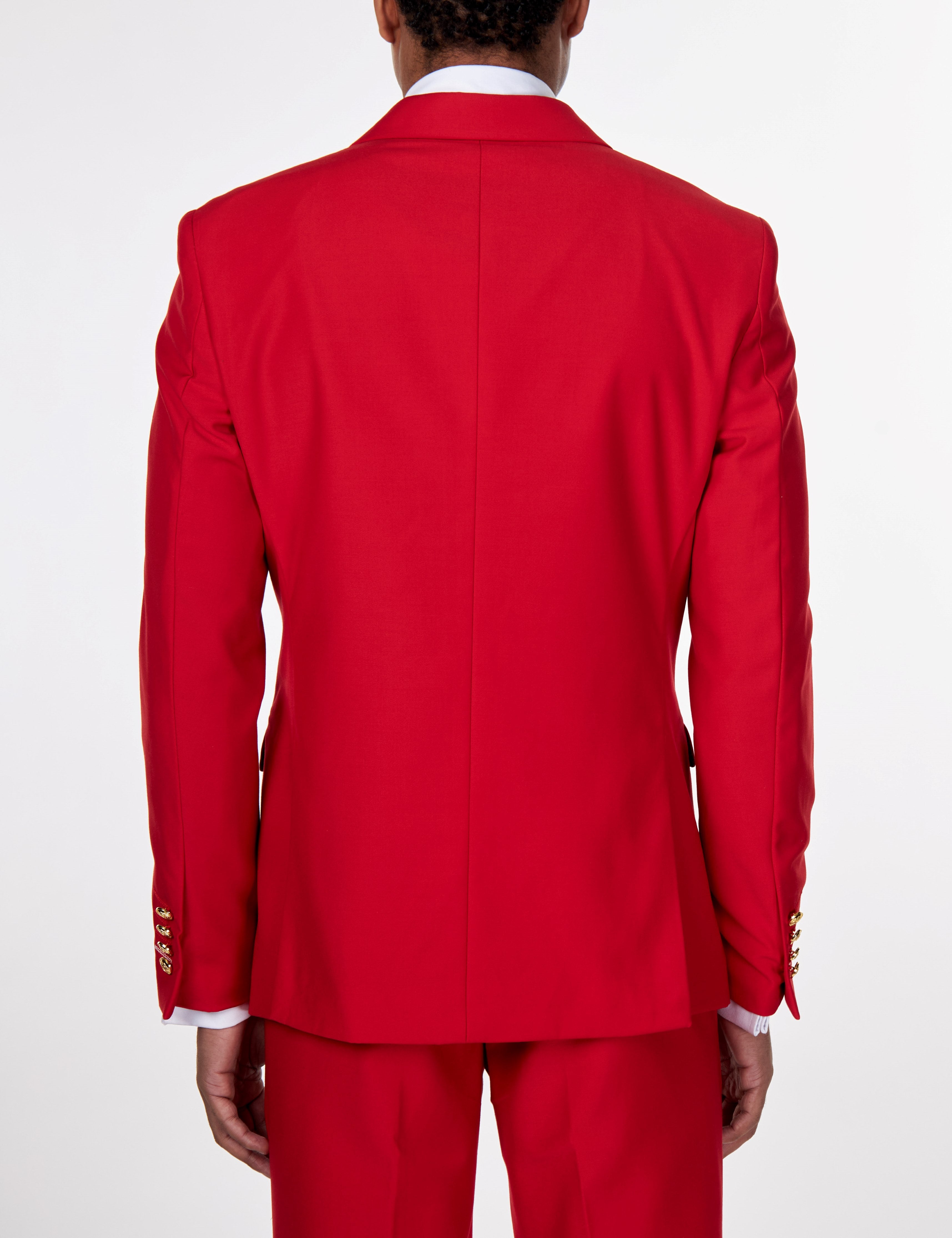 RED DOUBLE BREASTED GOLD BUTTON SUIT