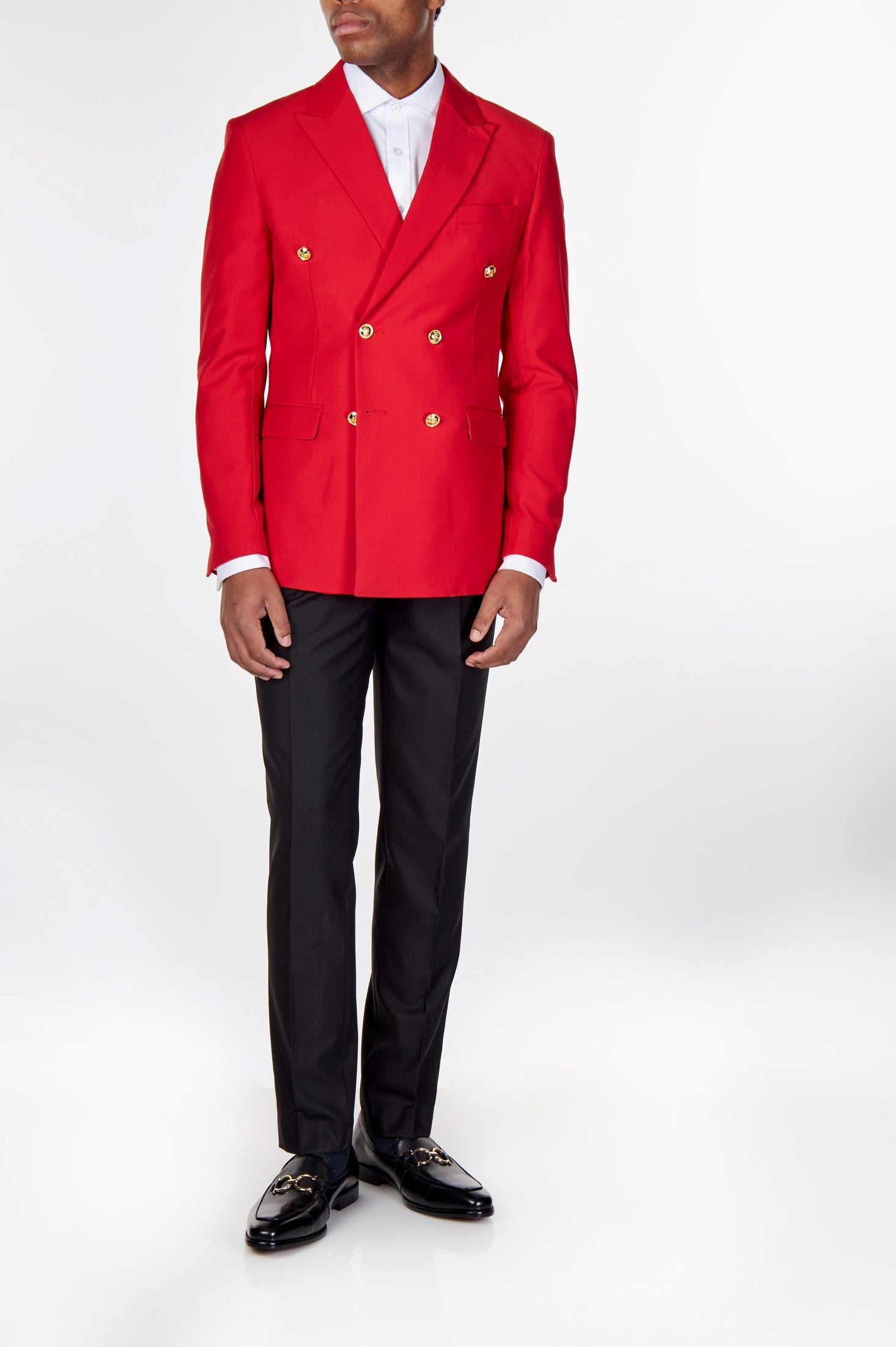 RED DOUBLE BREASTED GOLD BUTTON JACKET