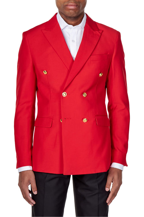 ROTE ZWEIREIHIGE JACKE MIT GOLDKNOPF