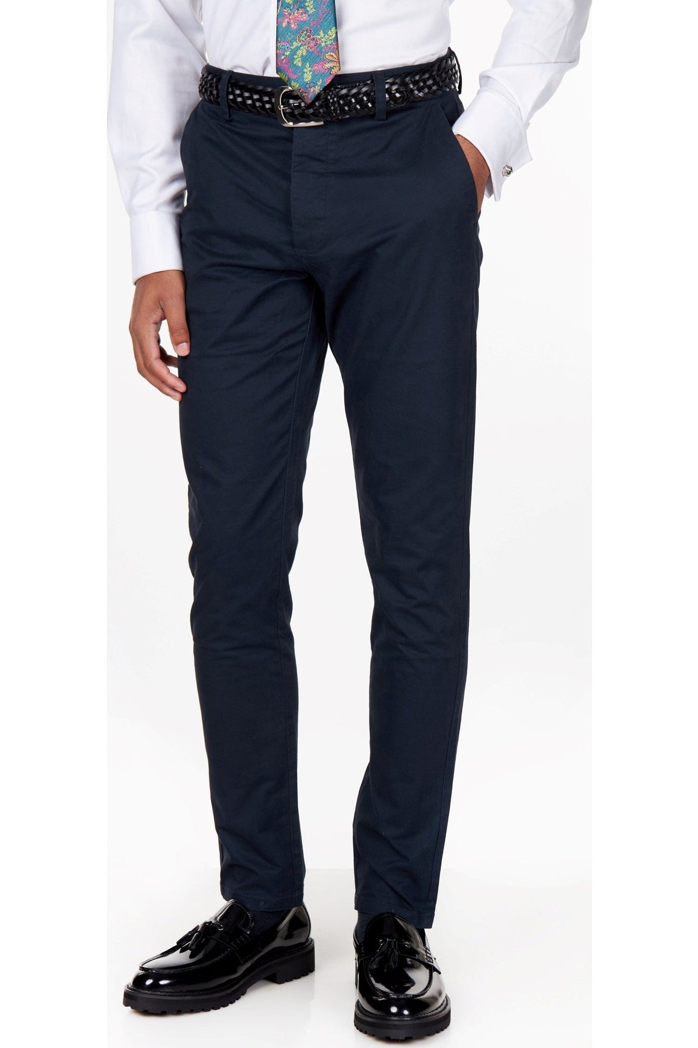 BLACK WOVEN LEATHER BELT