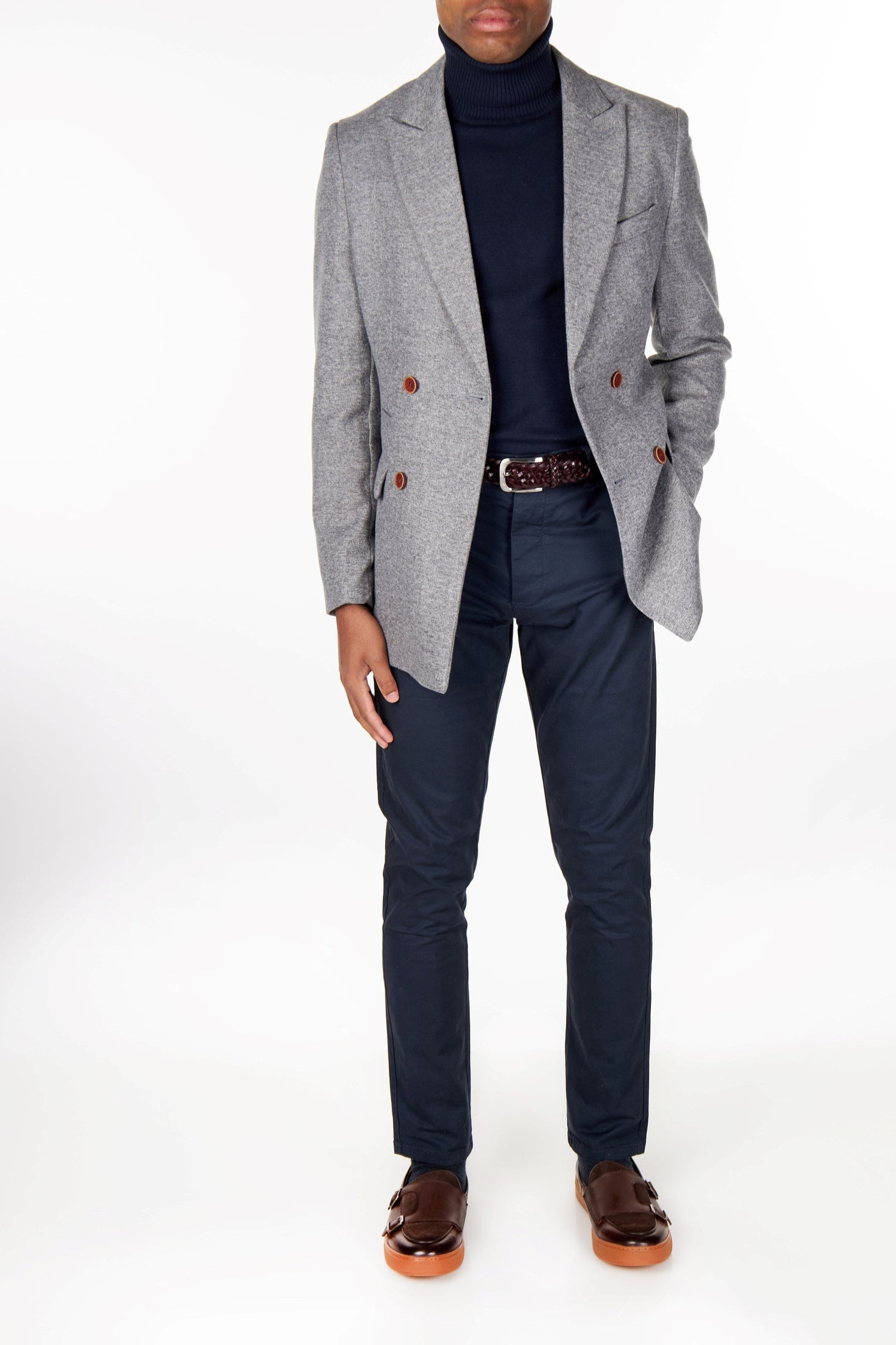 MARCO - DOUBLE BREASTED TWEED GREY JACKET