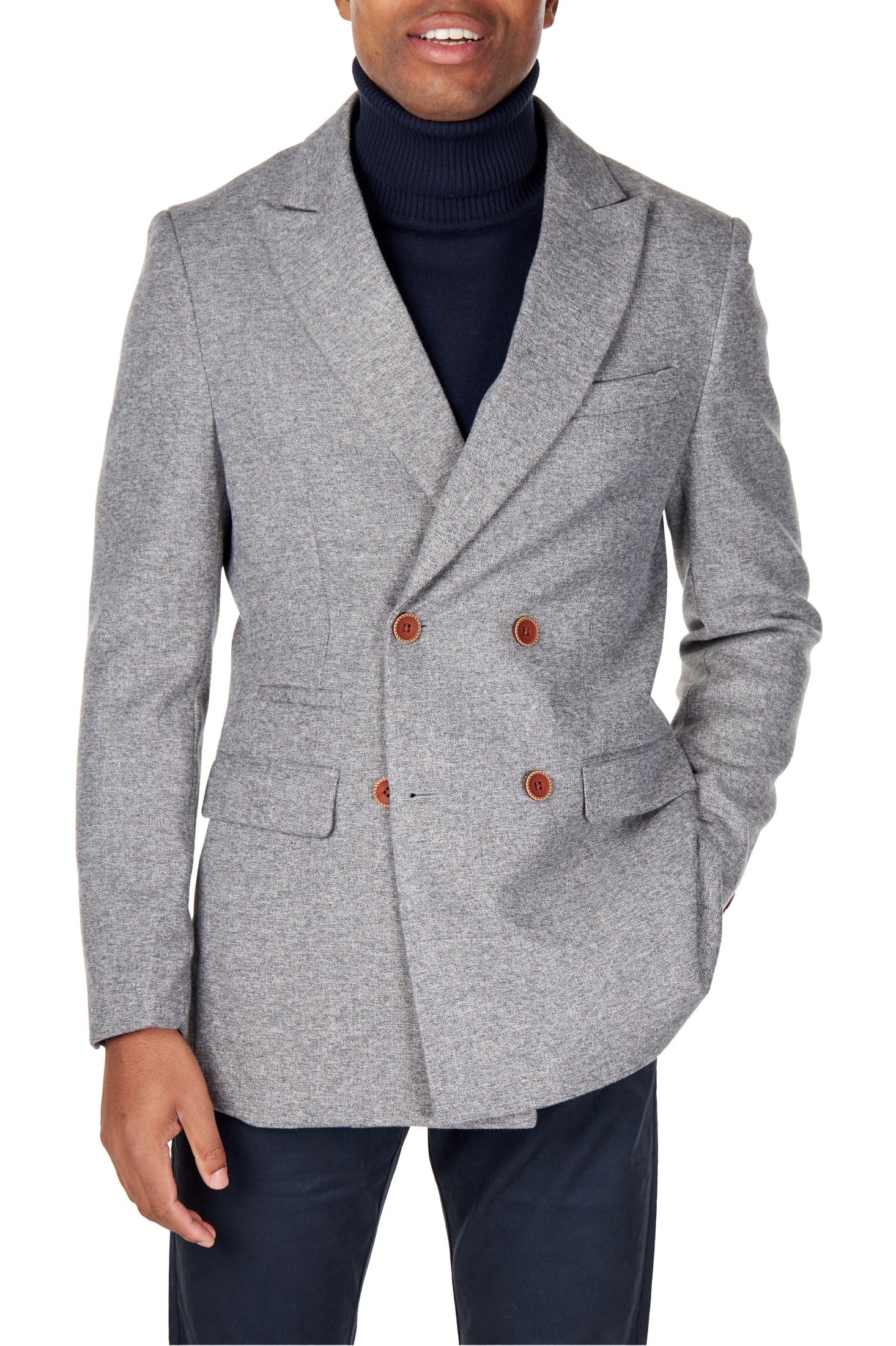 MARCO - DOUBLE BREASTED TWEED GREY JACKET