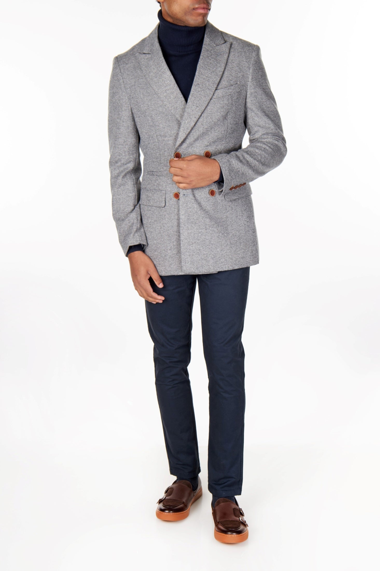 MARCO - DOUBLE BREASTED TWEED GREY JACKET