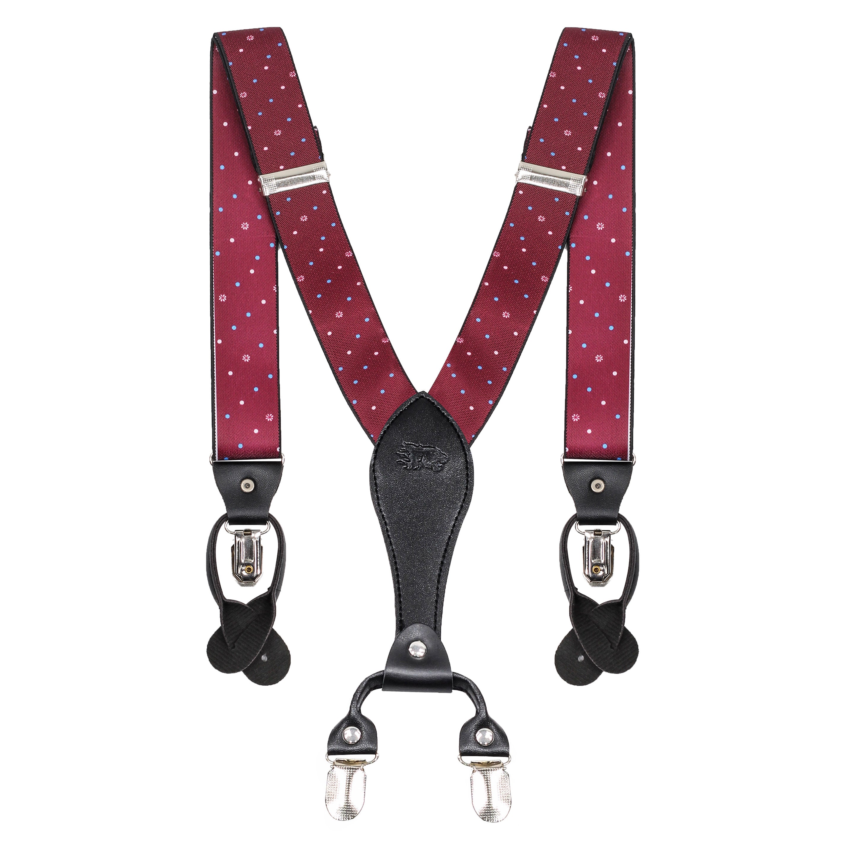 MAROON POLKA DOT ADJUSTABLE CLIP ON BRACES