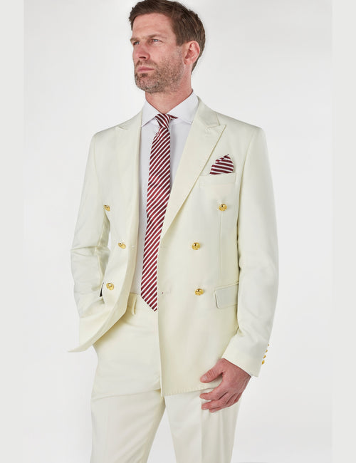 BEIGE ZWEIREIHIGE JACKE MIT GOLDKNOPF