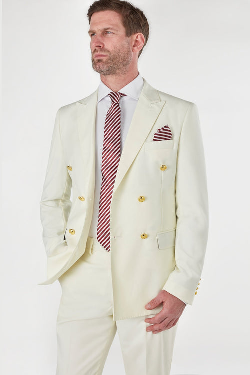 BEIGE ZWEIREIHIGE JACKE MIT GOLDKNOPF