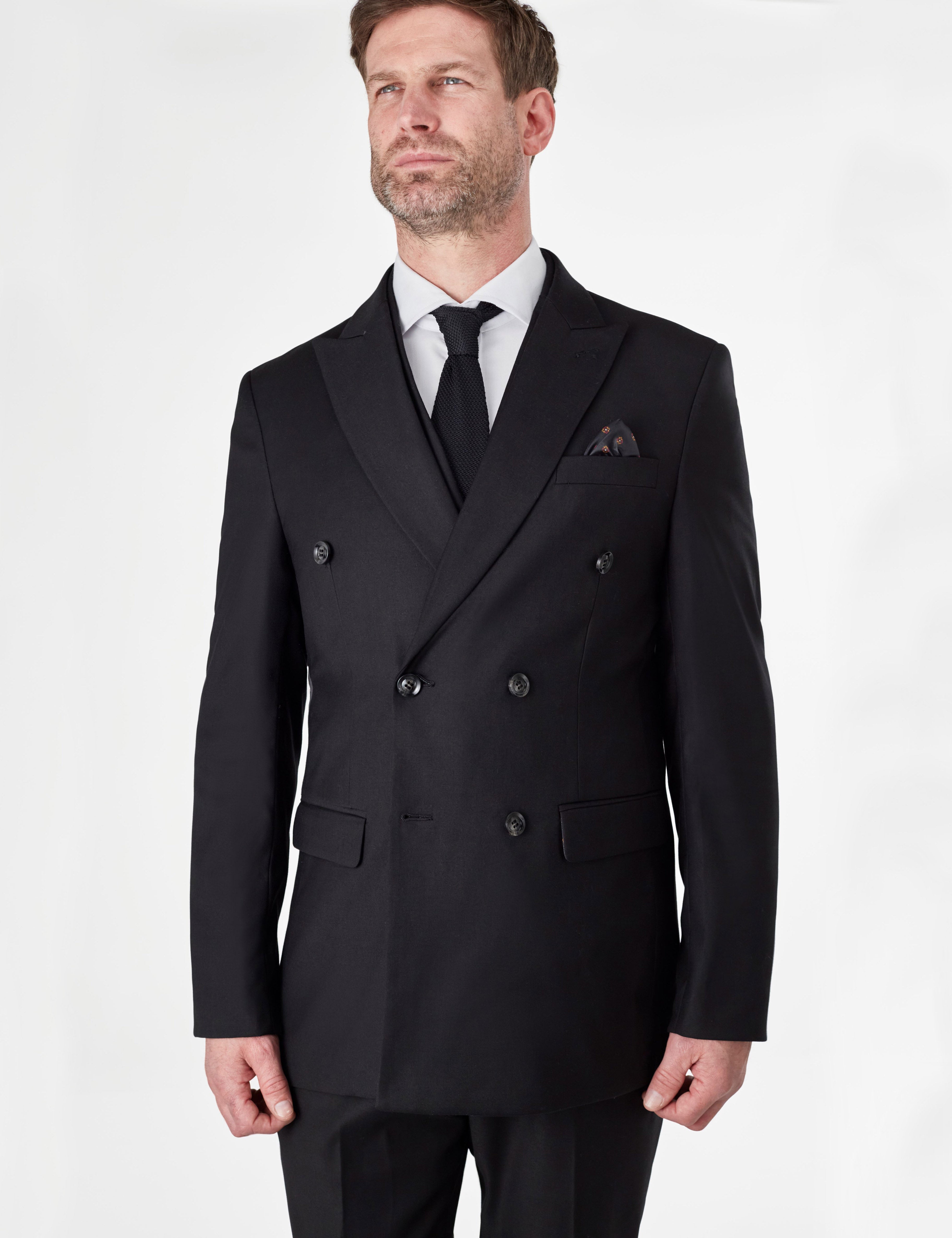 GRAHAM BLACK DOUBLE BREASTED JACKET & WAISTCOAT