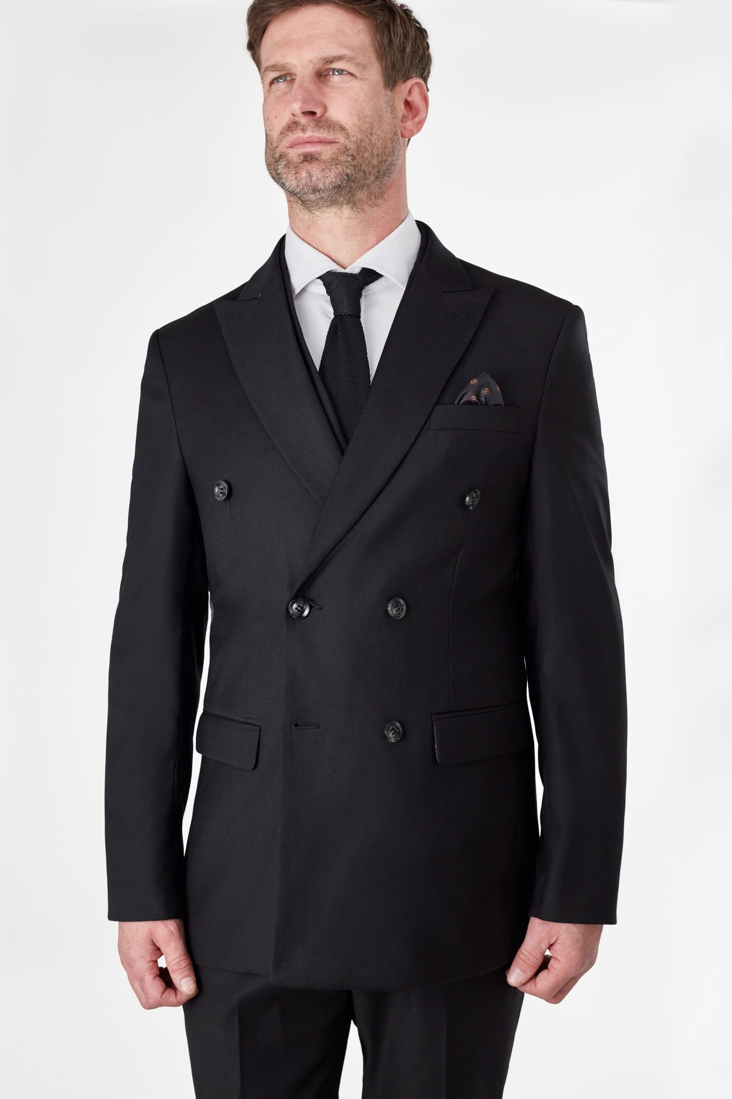 GRAHAM BLACK DOUBLE BREASTED JACKET & WAISTCOAT