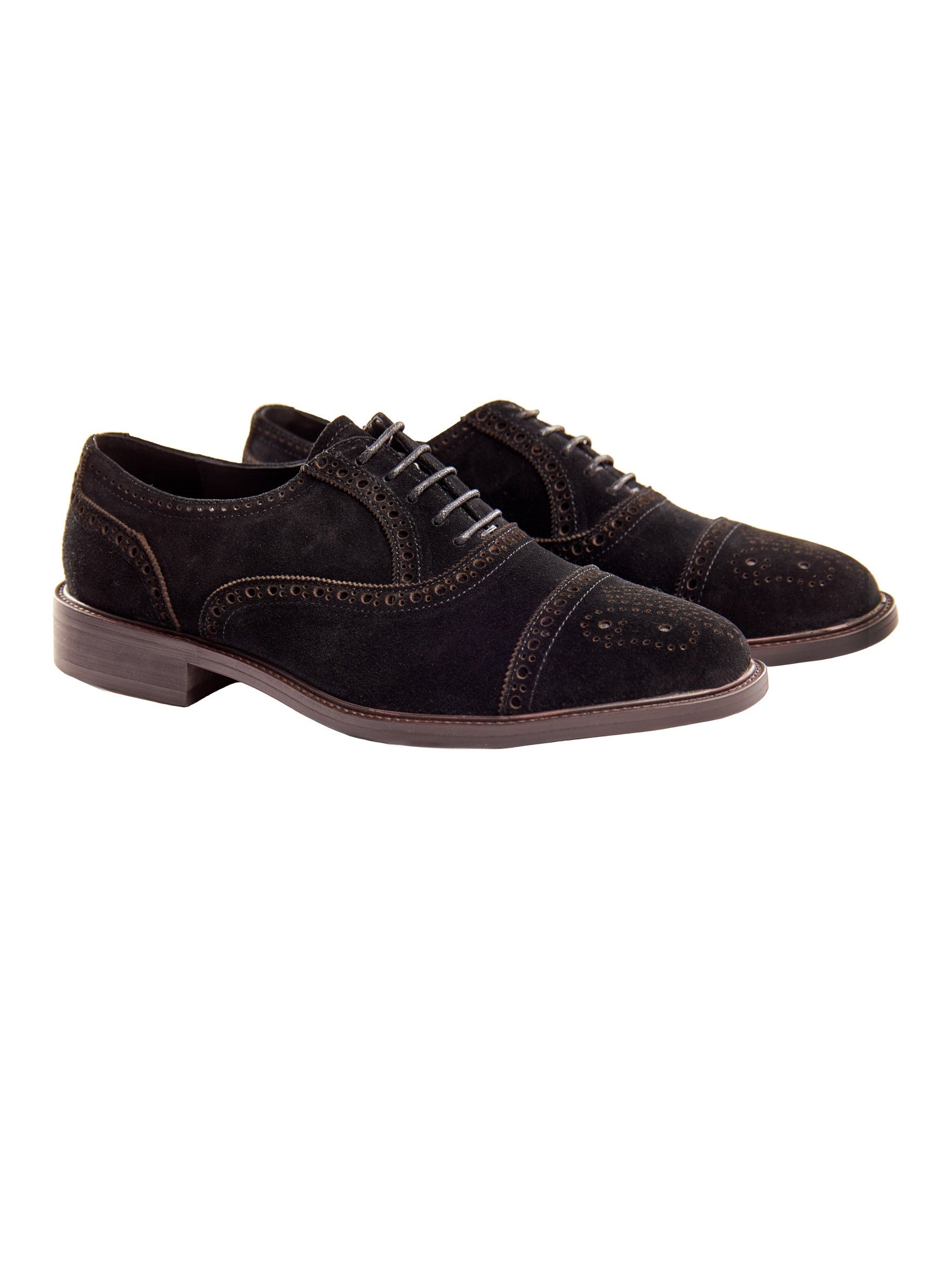 BLACK SUEDE LEATHER BROGUE SHOES