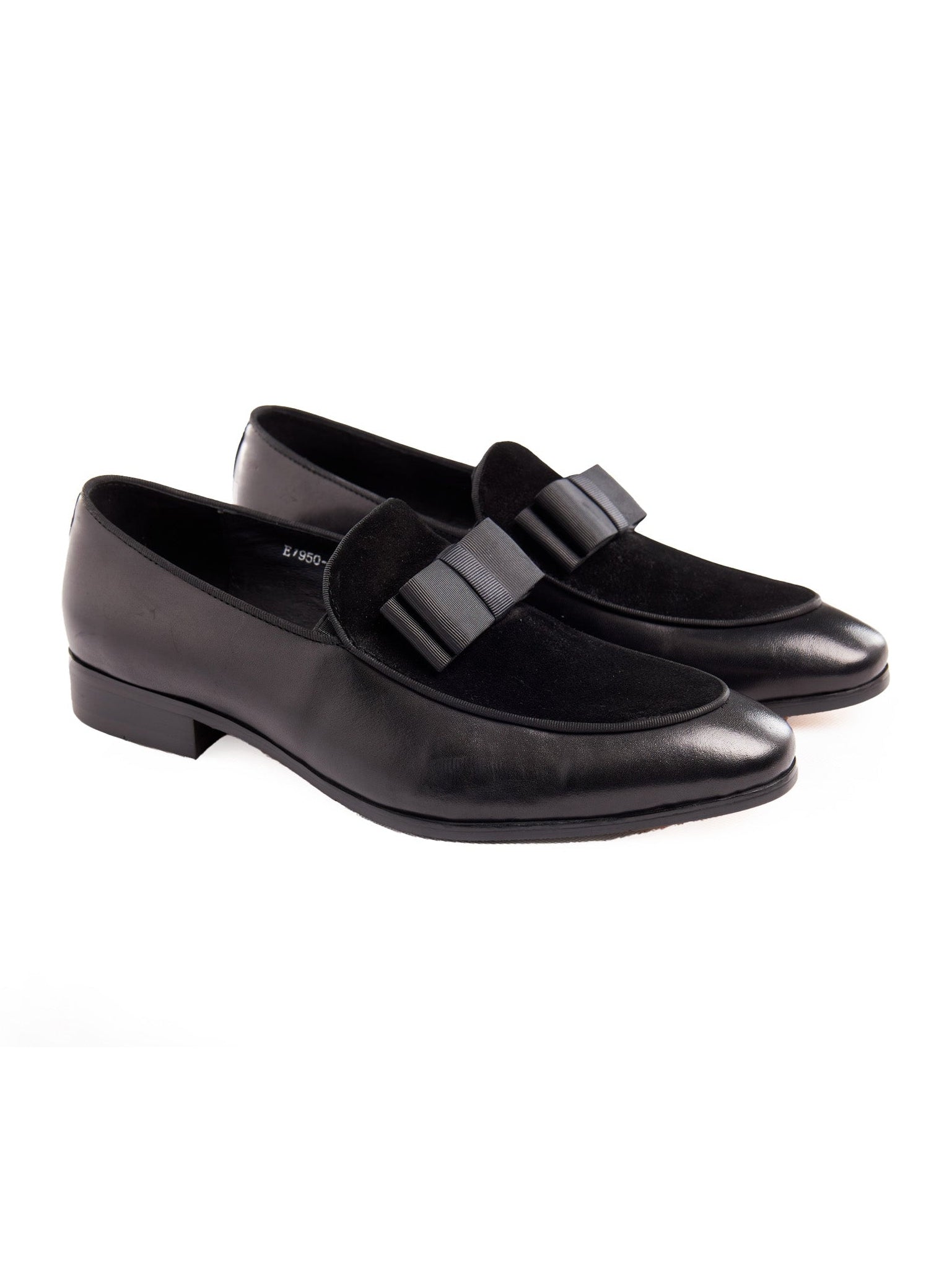 BLACK SUEDE & LEATHER BOW TIE LOAFERS