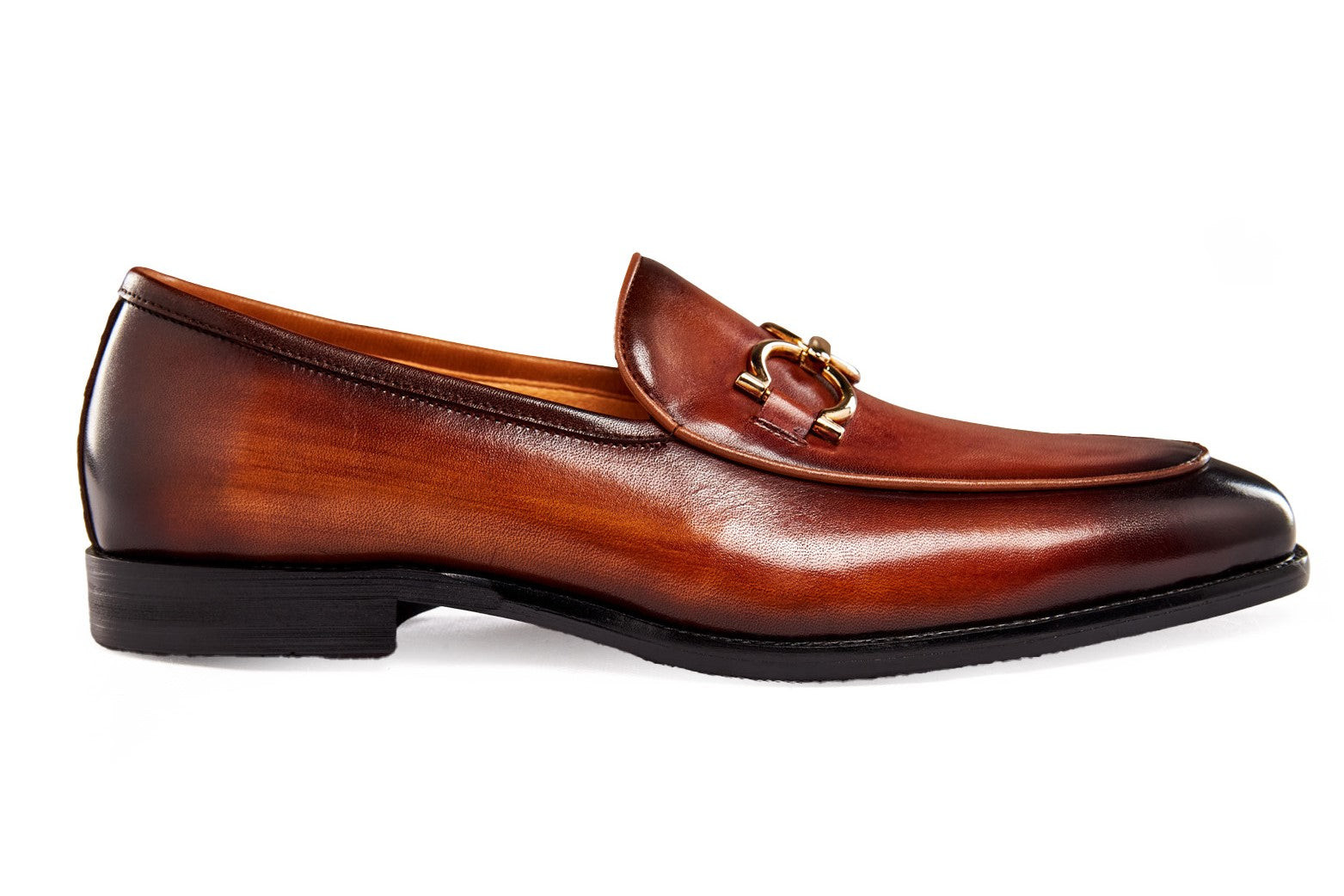 GOLD BUCKLE LOAFERS IN BROWN