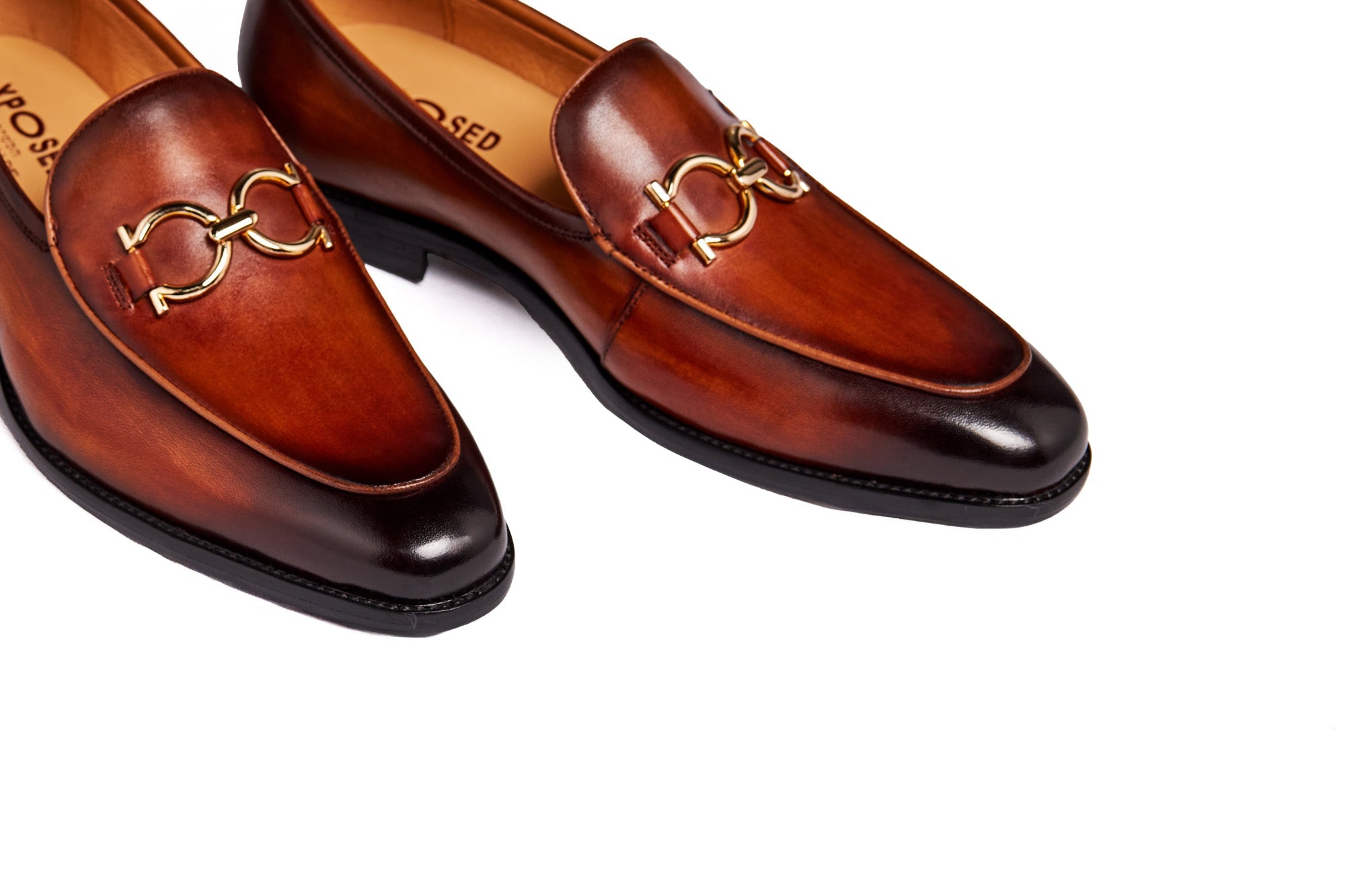 GOLD BUCKLE LOAFERS IN BROWN