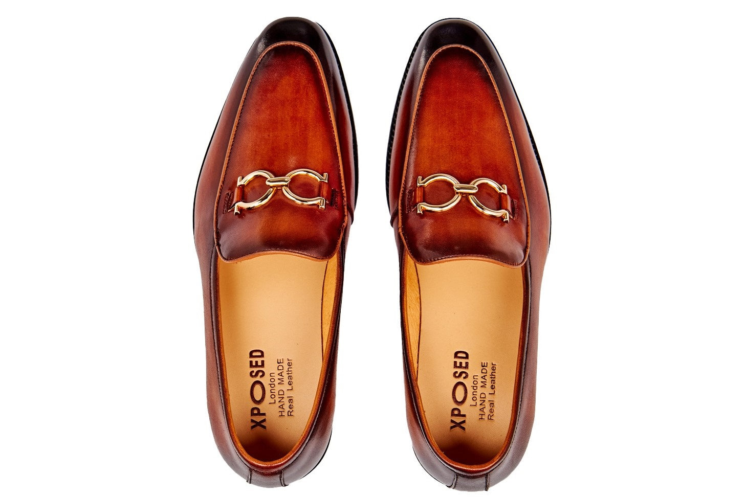 GOLD BUCKLE LOAFERS IN BROWN