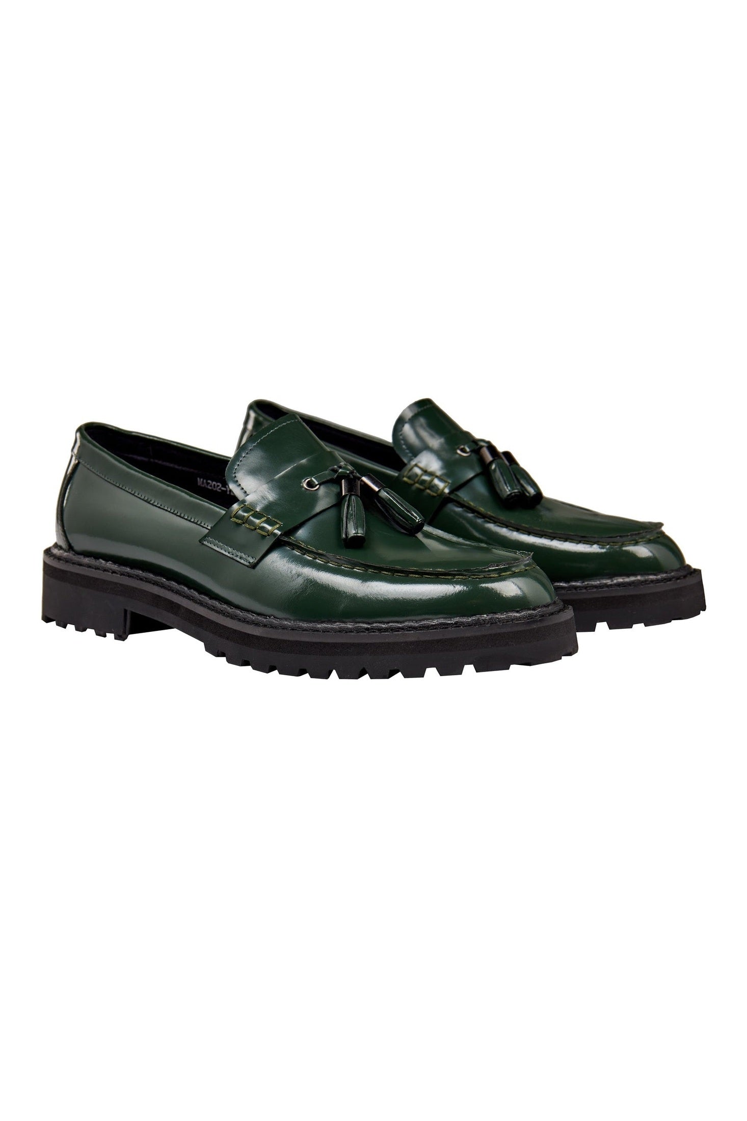 GREEN PATENT LEATHER TASSEL LOAFERS