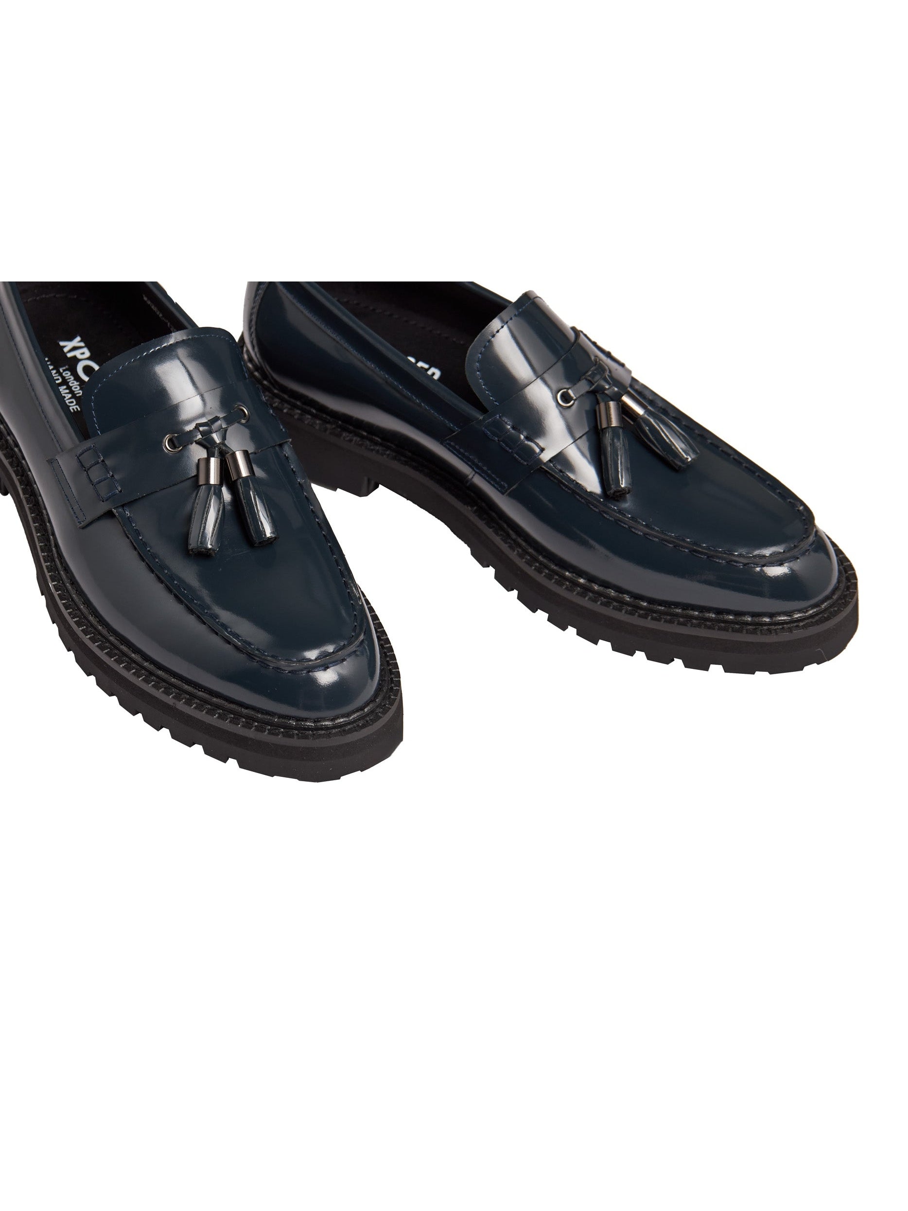 BLUE PATENT LEATHER TASSEL LOAFERS