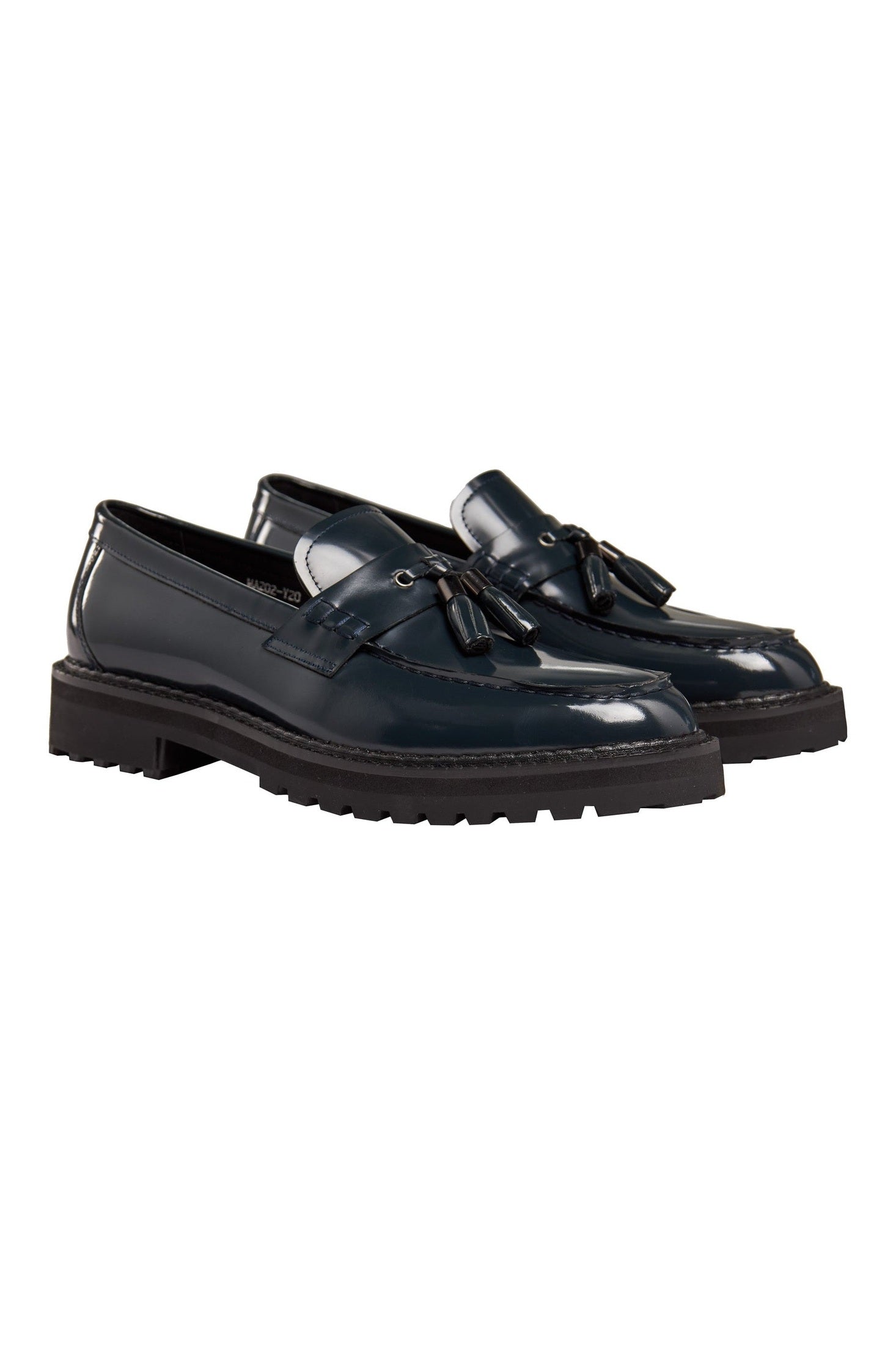 BLUE PATENT LEATHER TASSEL LOAFERS