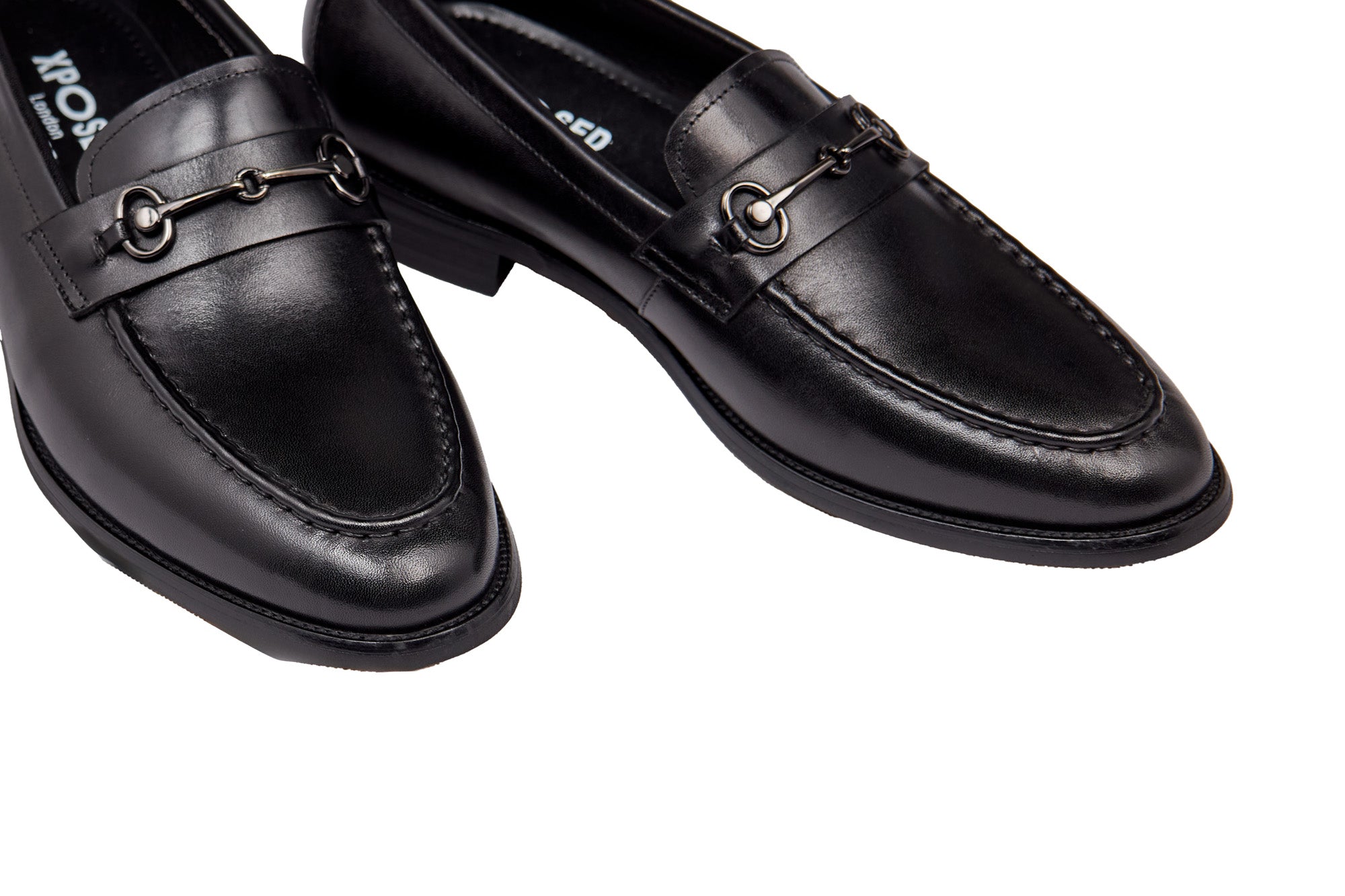 BLACK SNAFFLE BUCKLE LEATHER SHOES