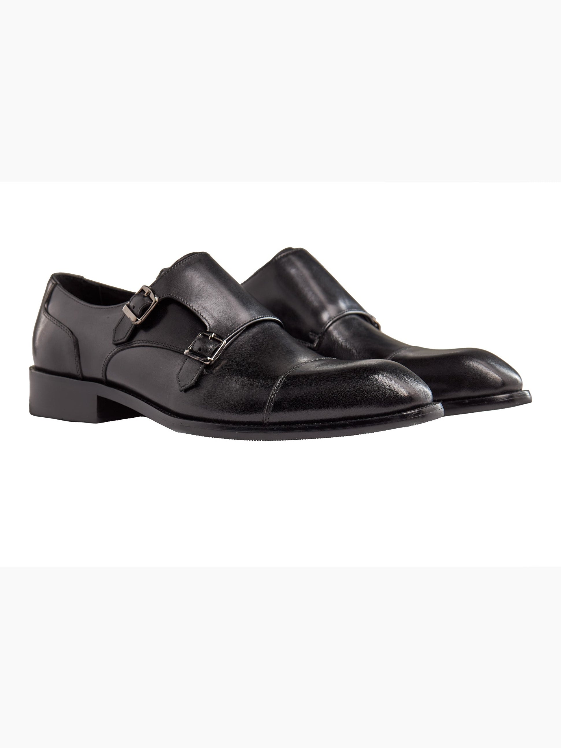 BLACK DOUBLE MONK SHOES