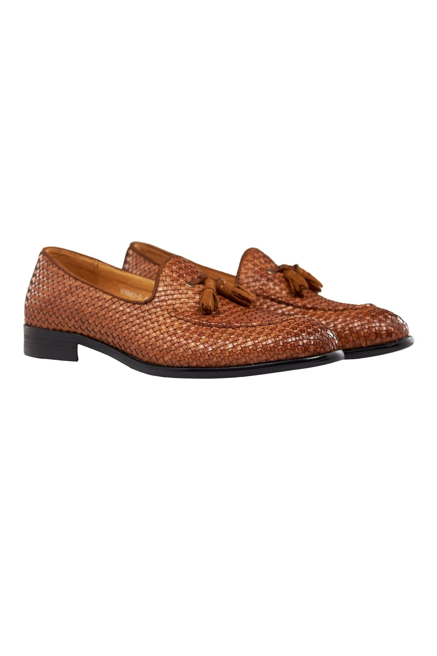 TAN WOVEN LEATHER TASSEL LOAFER
