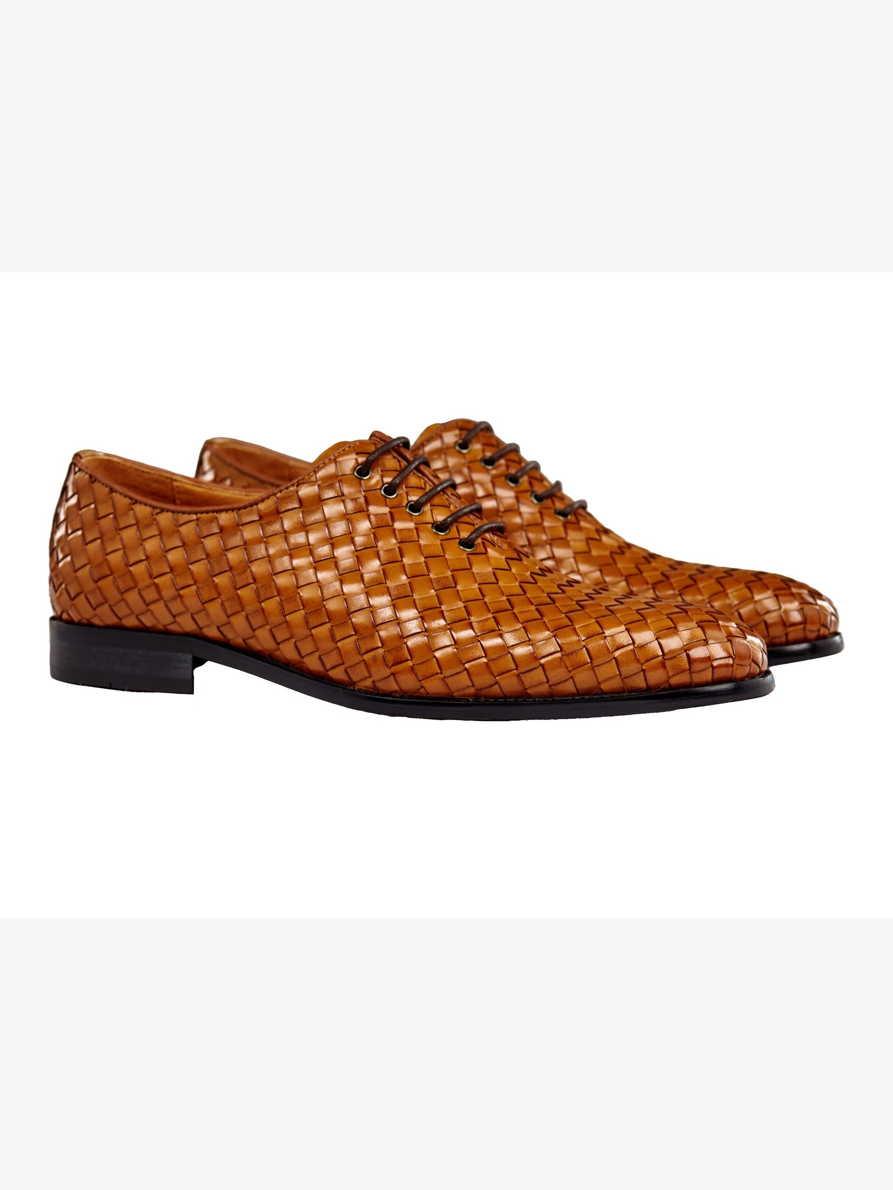 TAN WOVEN LEATHER OXFORDS