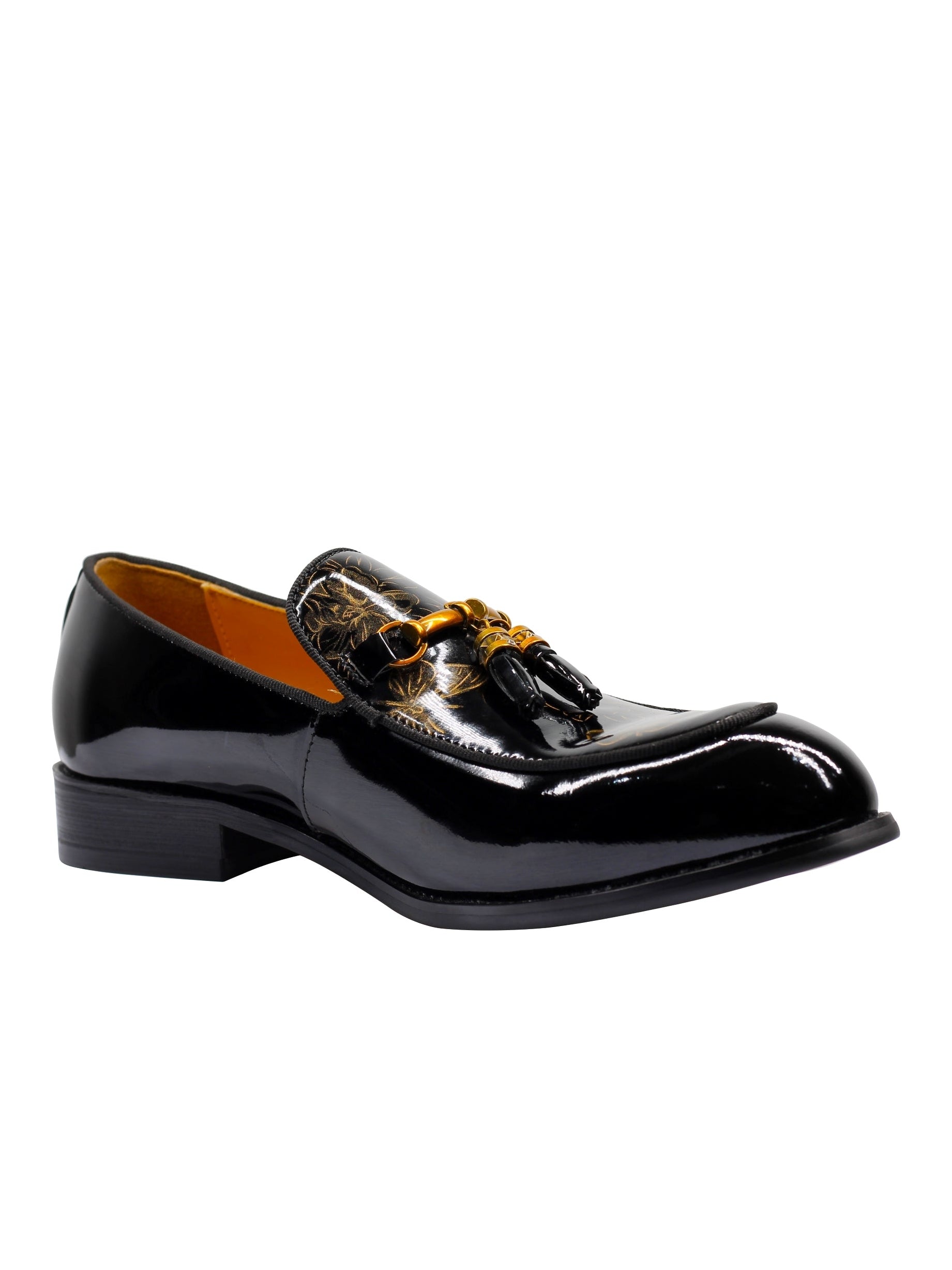 Real Leather Shiny Snaffle Bit Trim Tassel Loafers
