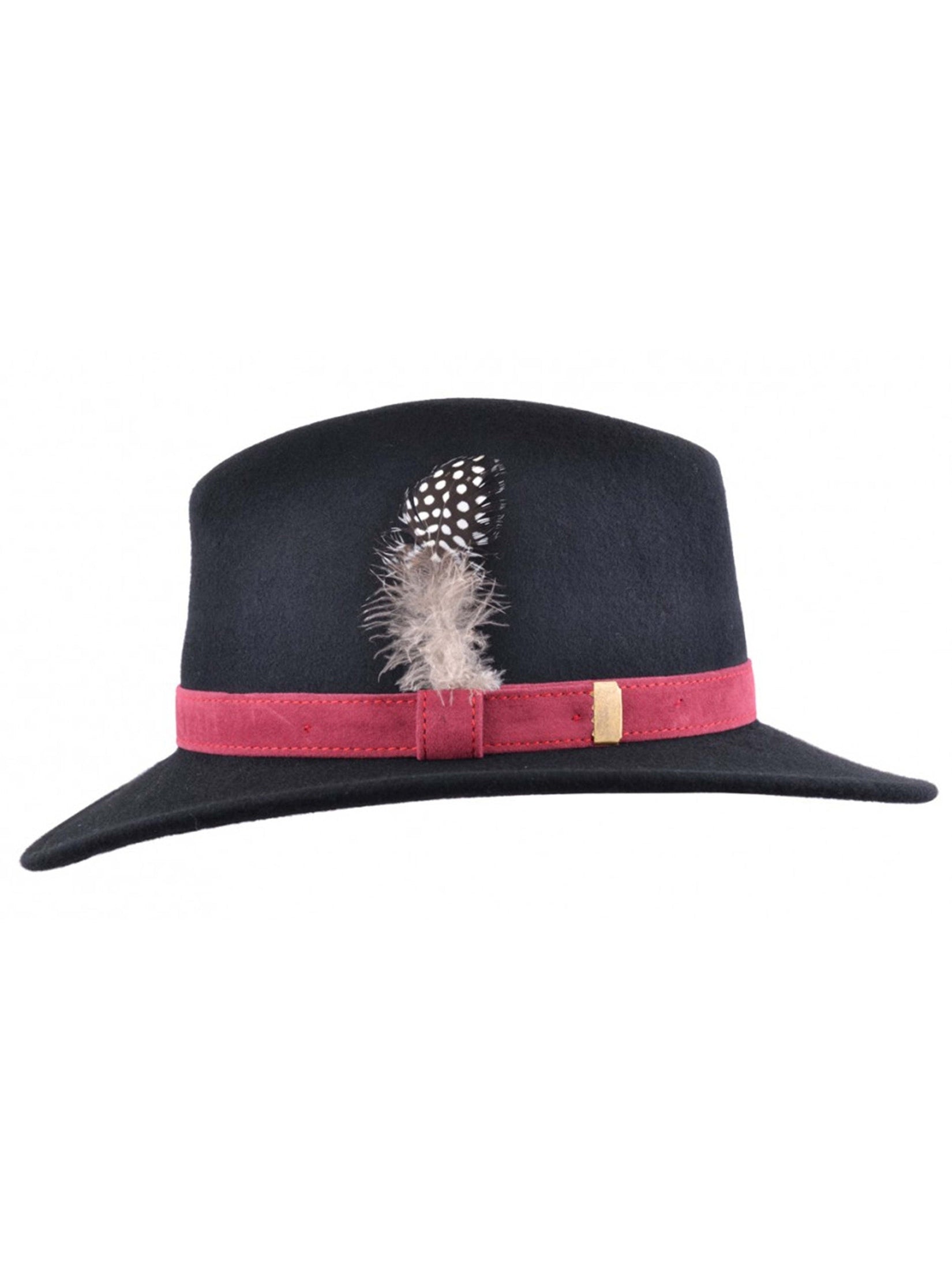 Trilby Fedora 100% Wool Black Hat