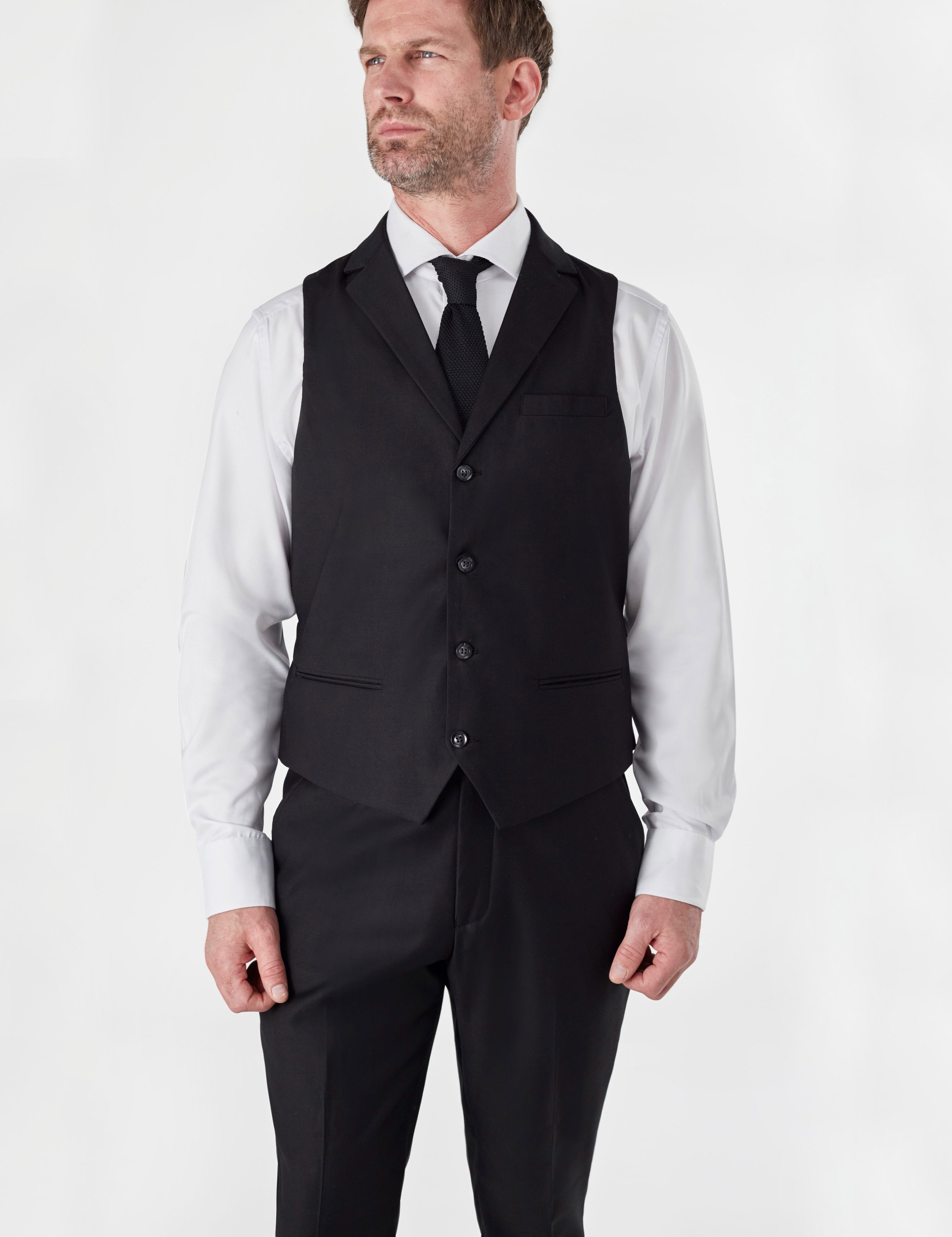 GRAHAM BLACK DOUBLE BREASTED JACKET & WAISTCOAT