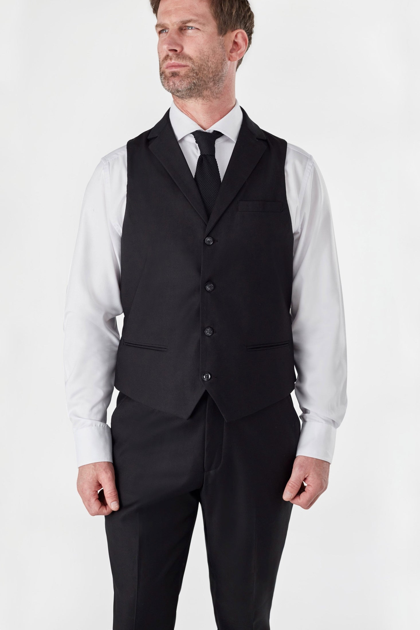 GRAHAM BLACK DOUBLE BREASTED JACKET & WAISTCOAT