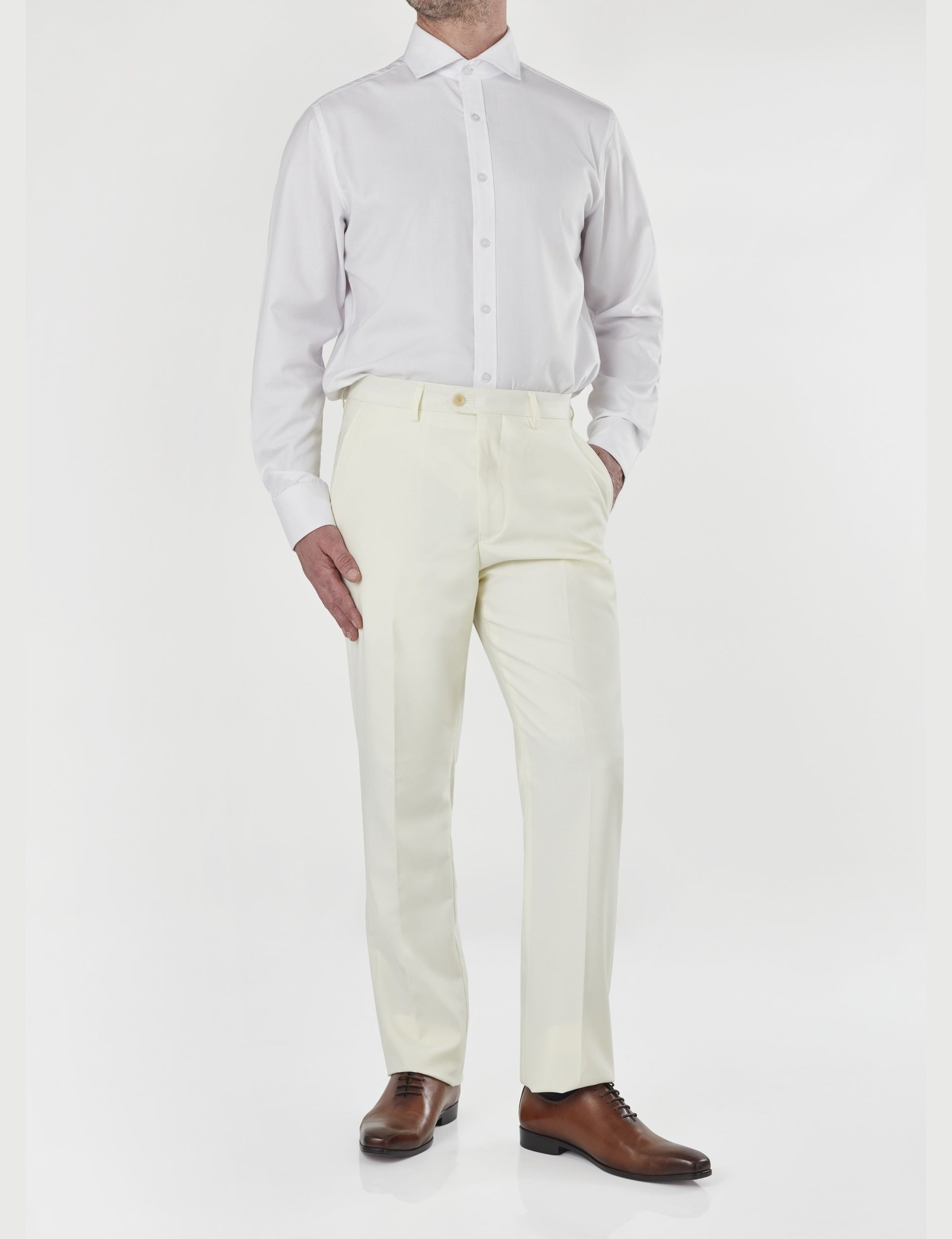CREAM DOUBLE BREASTED TAILORED SUIT GOLD BUTTONS
