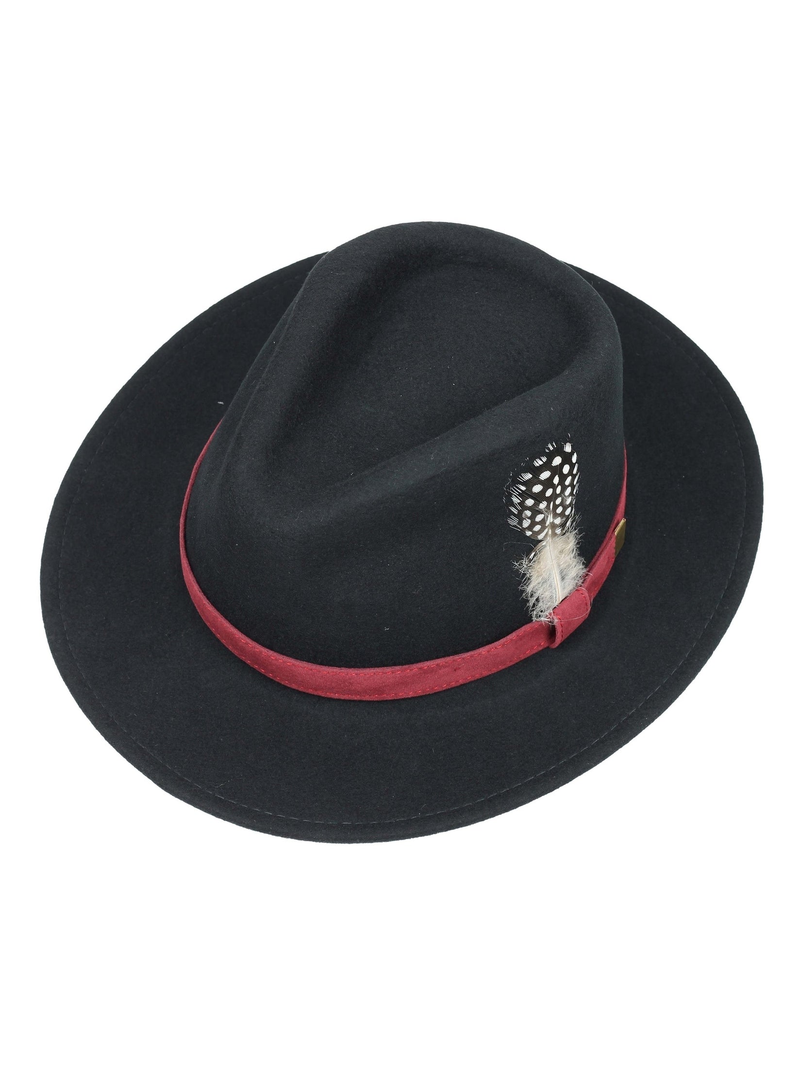 Trilby Fedora 100% Wool Black Hat
