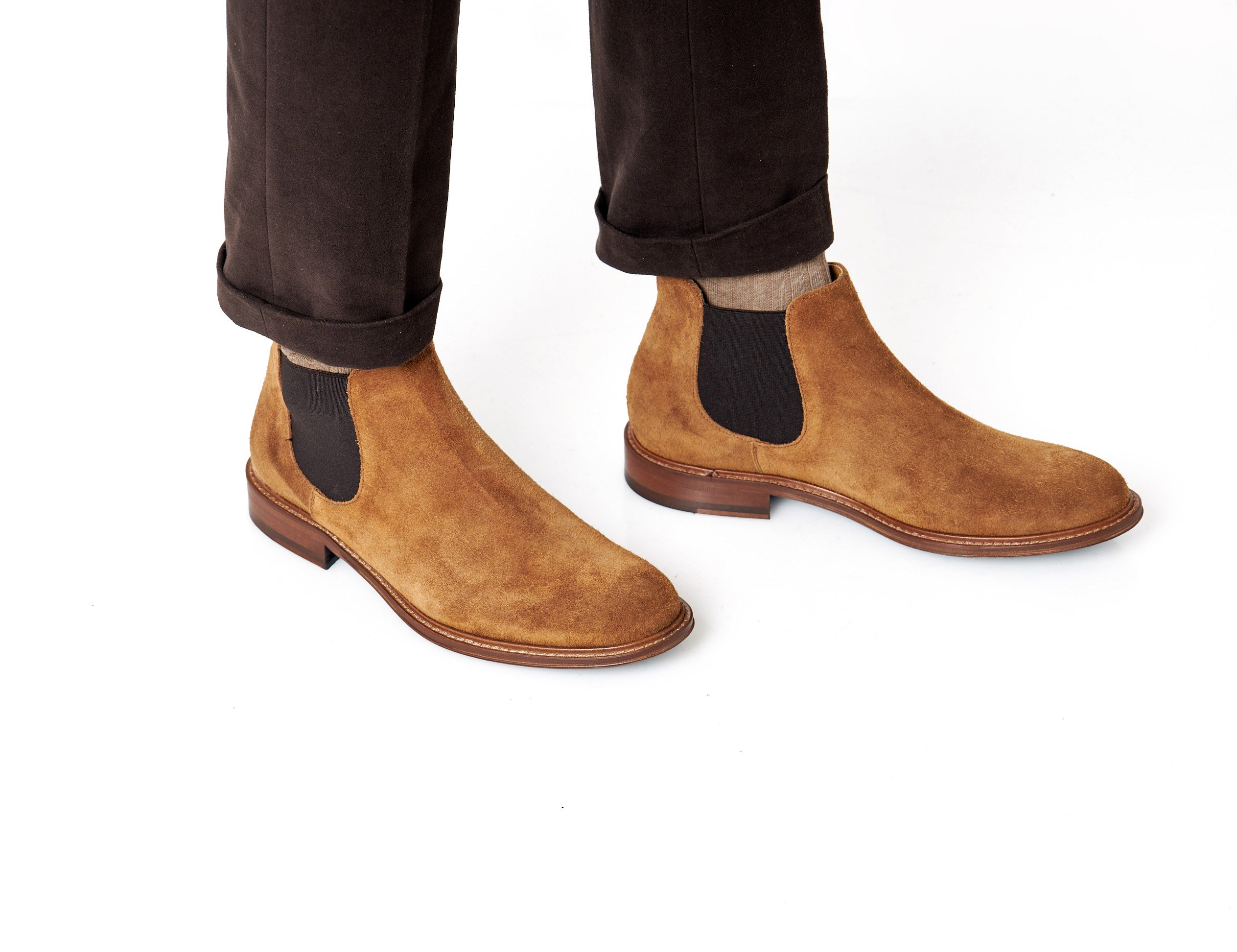 TAN ITALIAN SUEDE LEATHER CHELSEA BOOTS