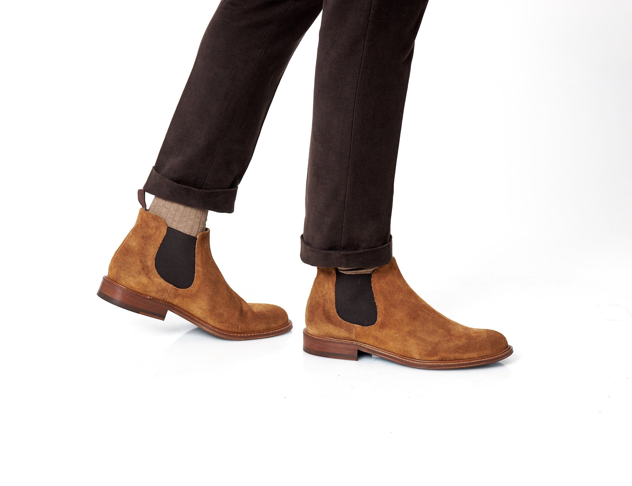 TAN ITALIAN SUEDE LEATHER CHELSEA BOOTS