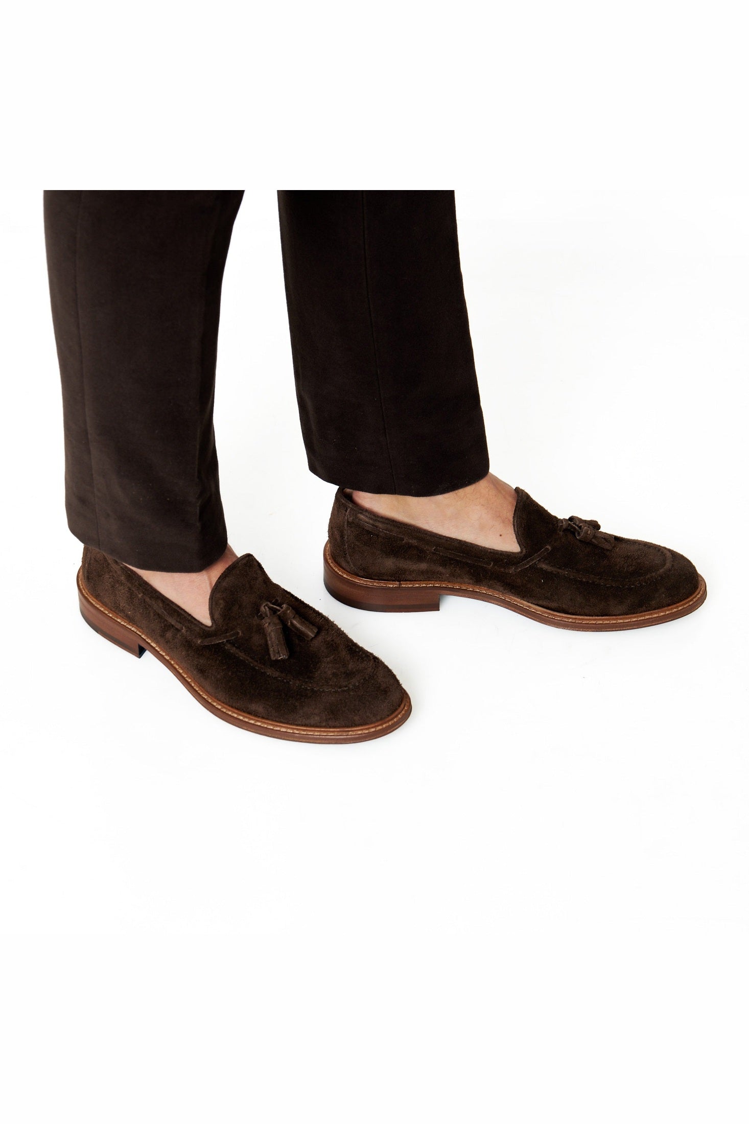BROWN ITALIAN SUEDE TASSEL LOAFER