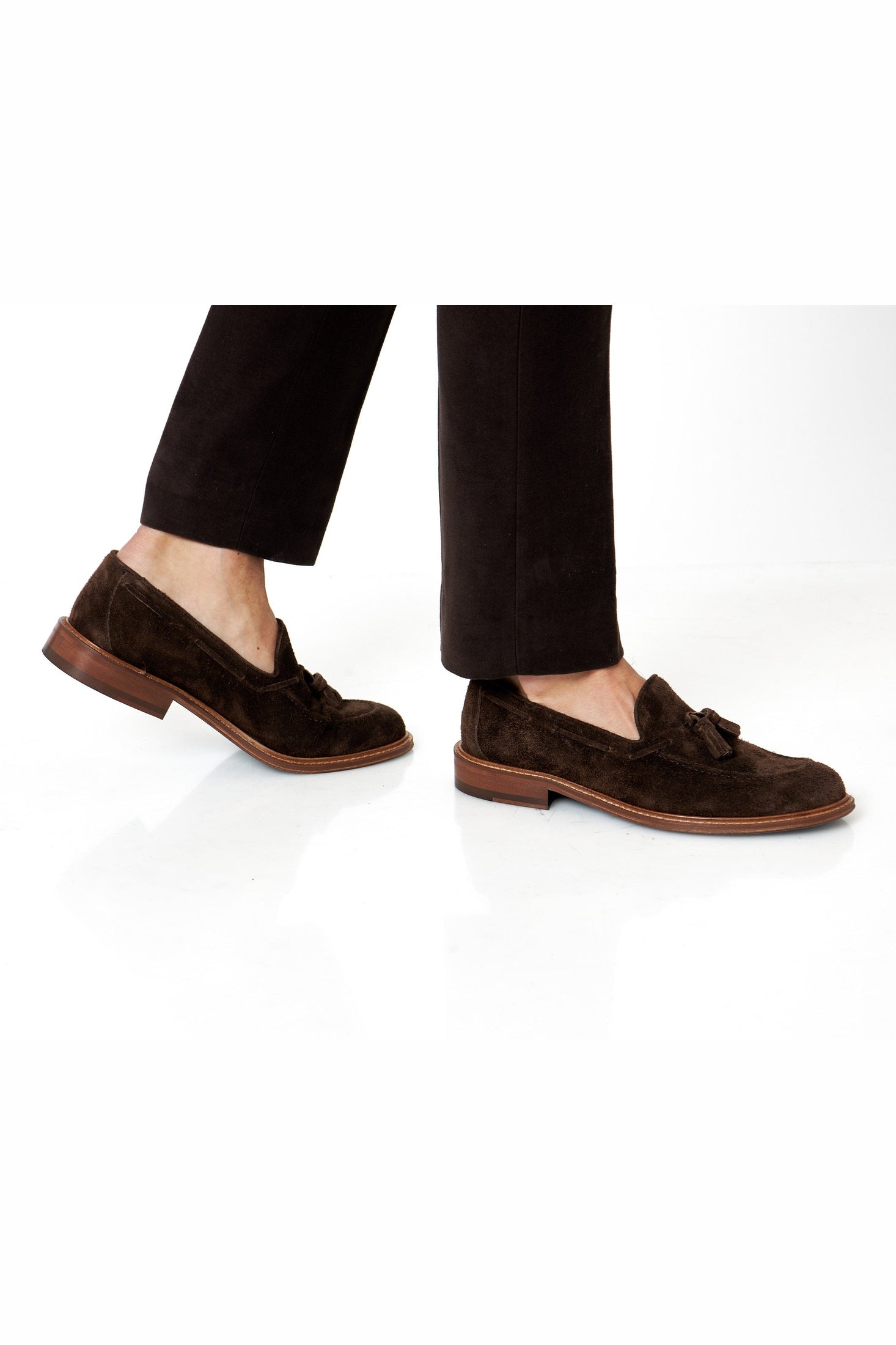 BROWN ITALIAN SUEDE TASSEL LOAFER