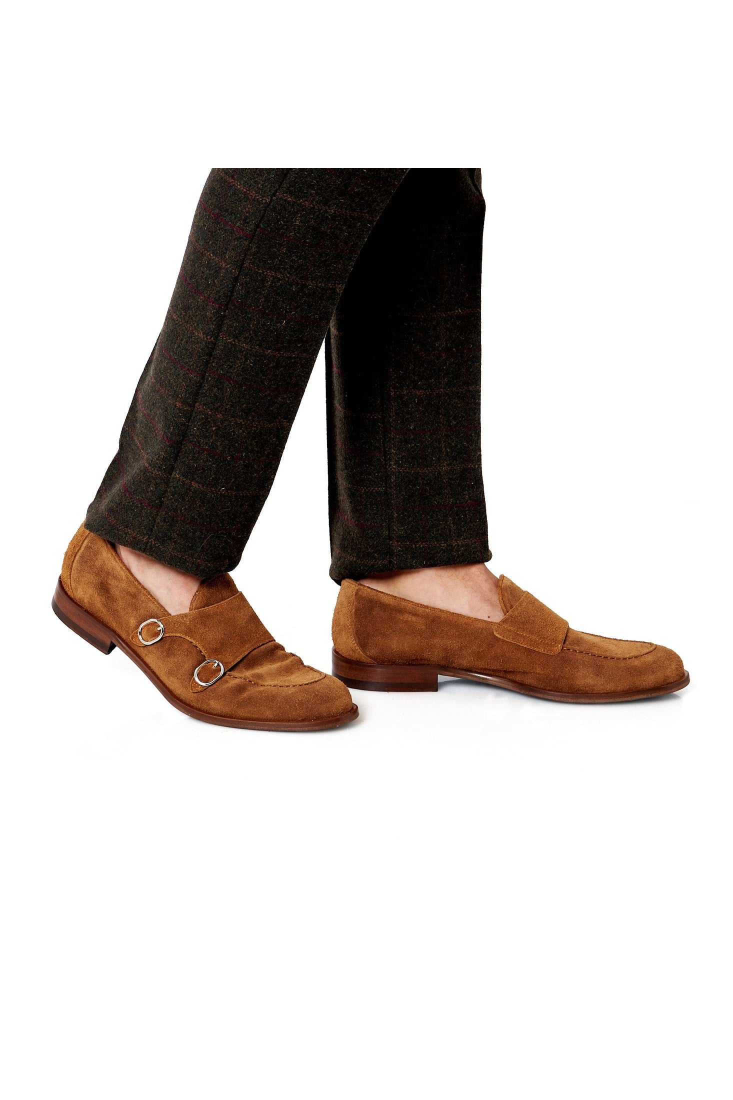 TAN ITALIAN SUEDE DOUBLE MONK BUCKLE LOAFER