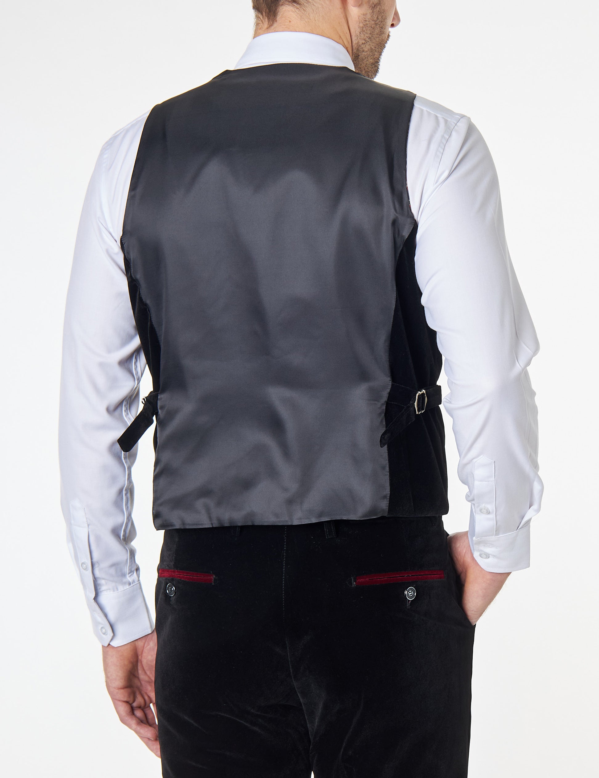 TIM Black Velvet Plain Waistcoat