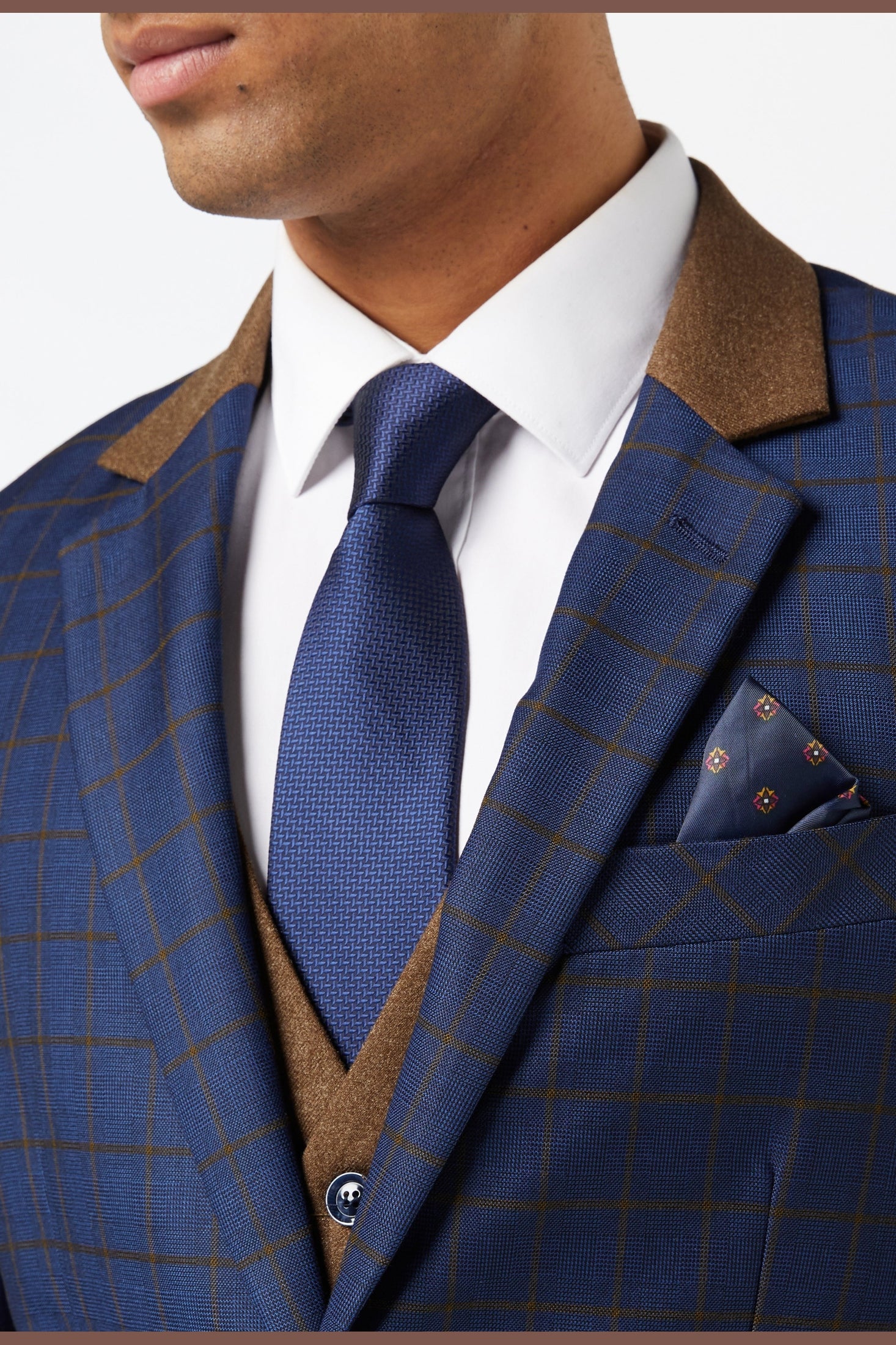 FALCO BLUE GRID CHECK JACKET AND WAISTCOAT