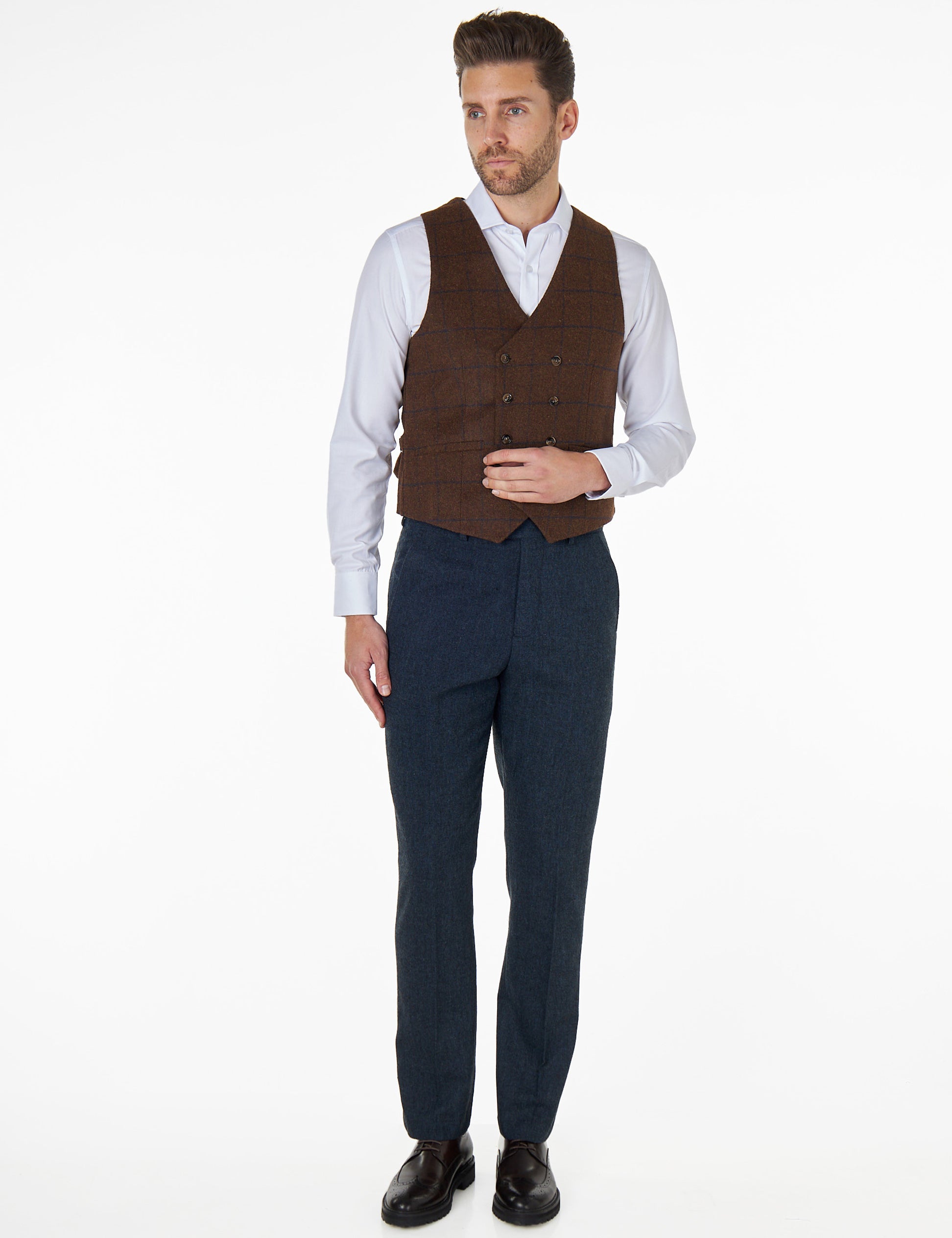 JUDE TWEED CHECK DOUBLE BREASTED WAISTCOAT