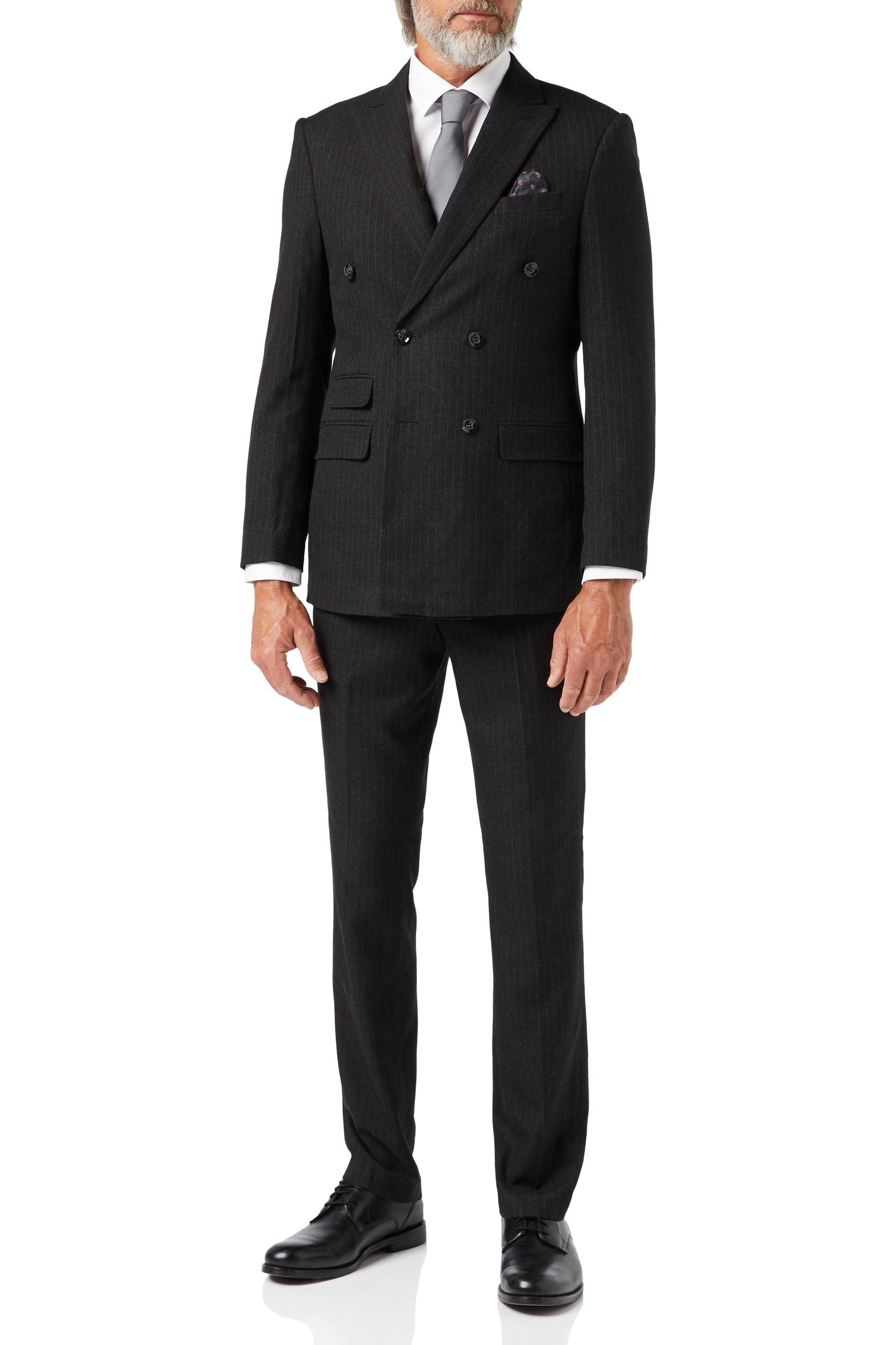 BLACK DOUBLE BREASTED PINSTRIPE JACKET & WAISTCOAT